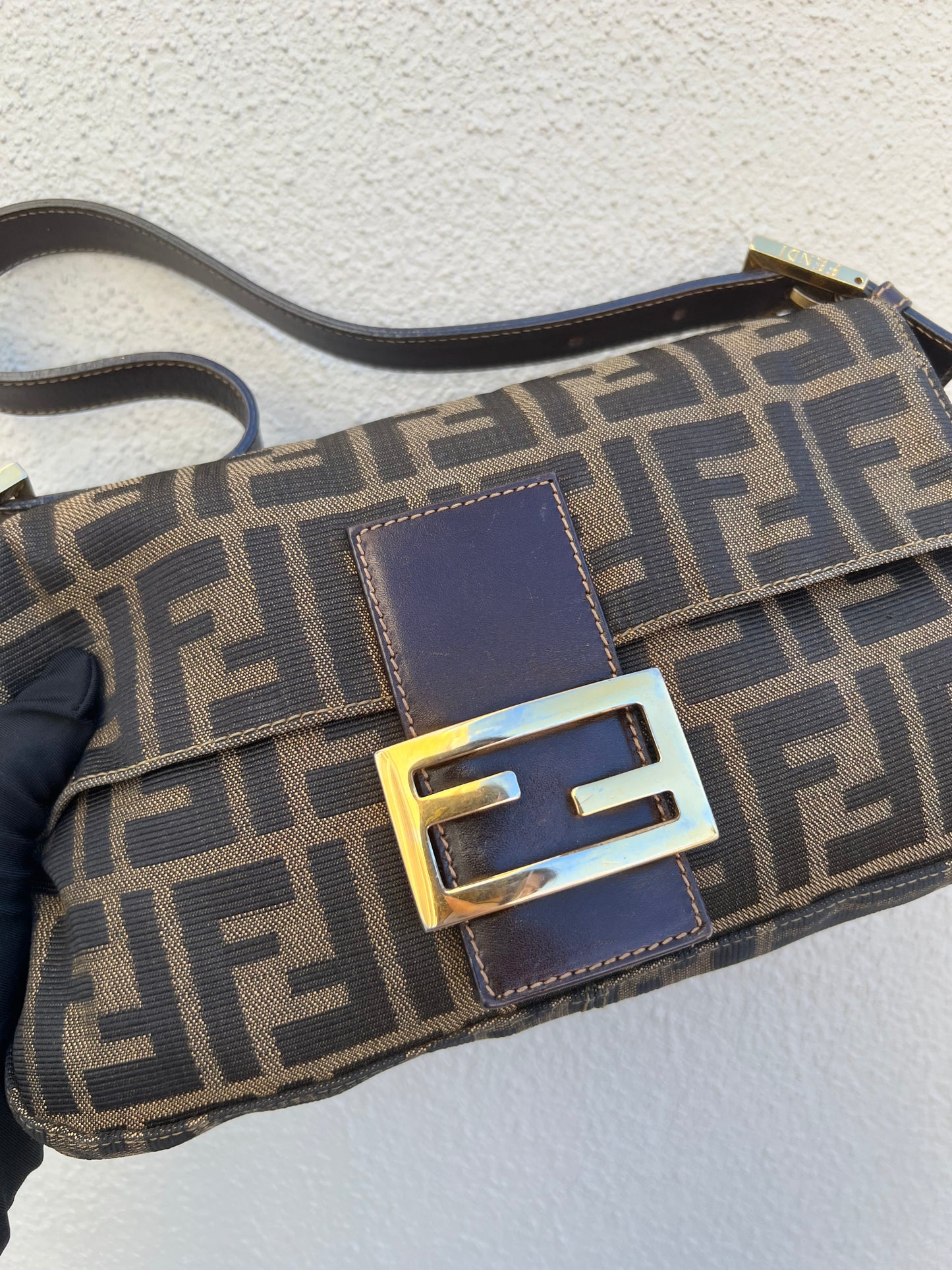Pre-loved Fendi Vintage Zucca Baguette Handbag