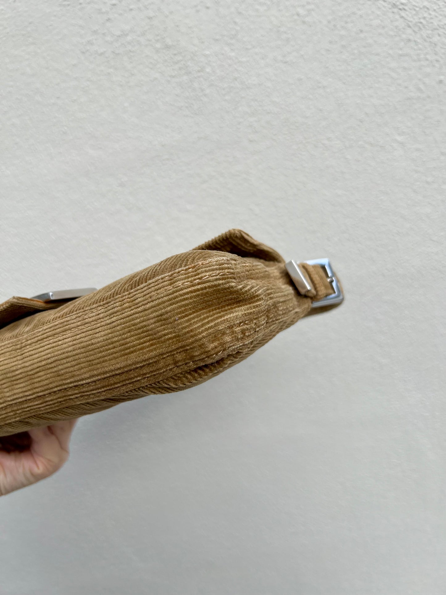 Pre-loved Fendi Camel-toned corduroy Corduroy Baguette Bag