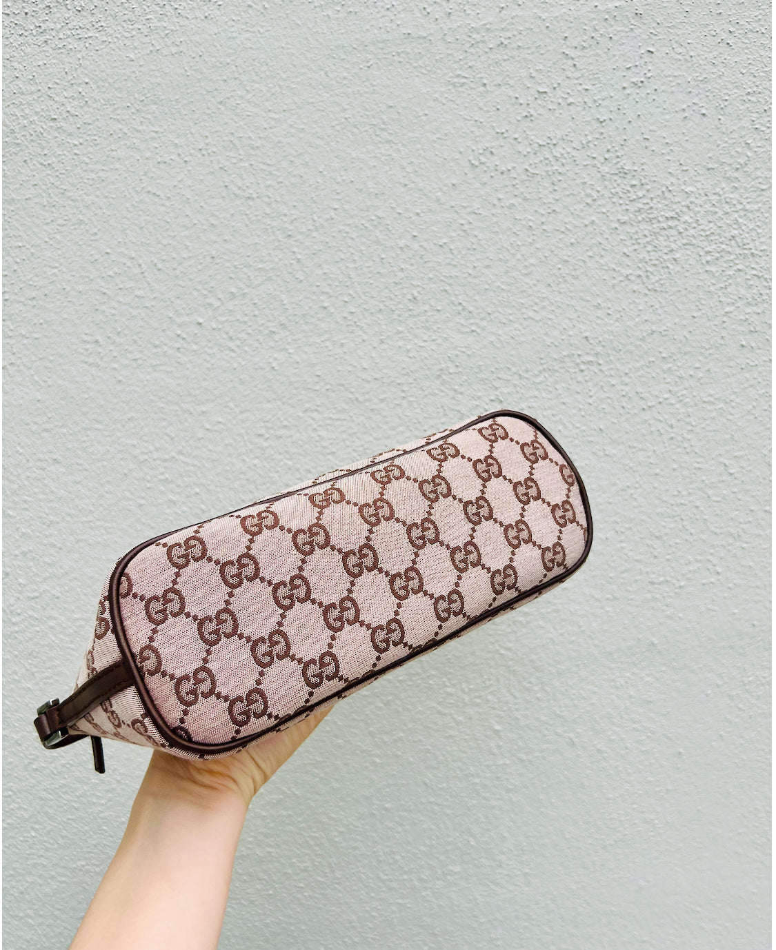 Pre-loved Gucci vintage GG Canvas Boat Baguette Bag Brown