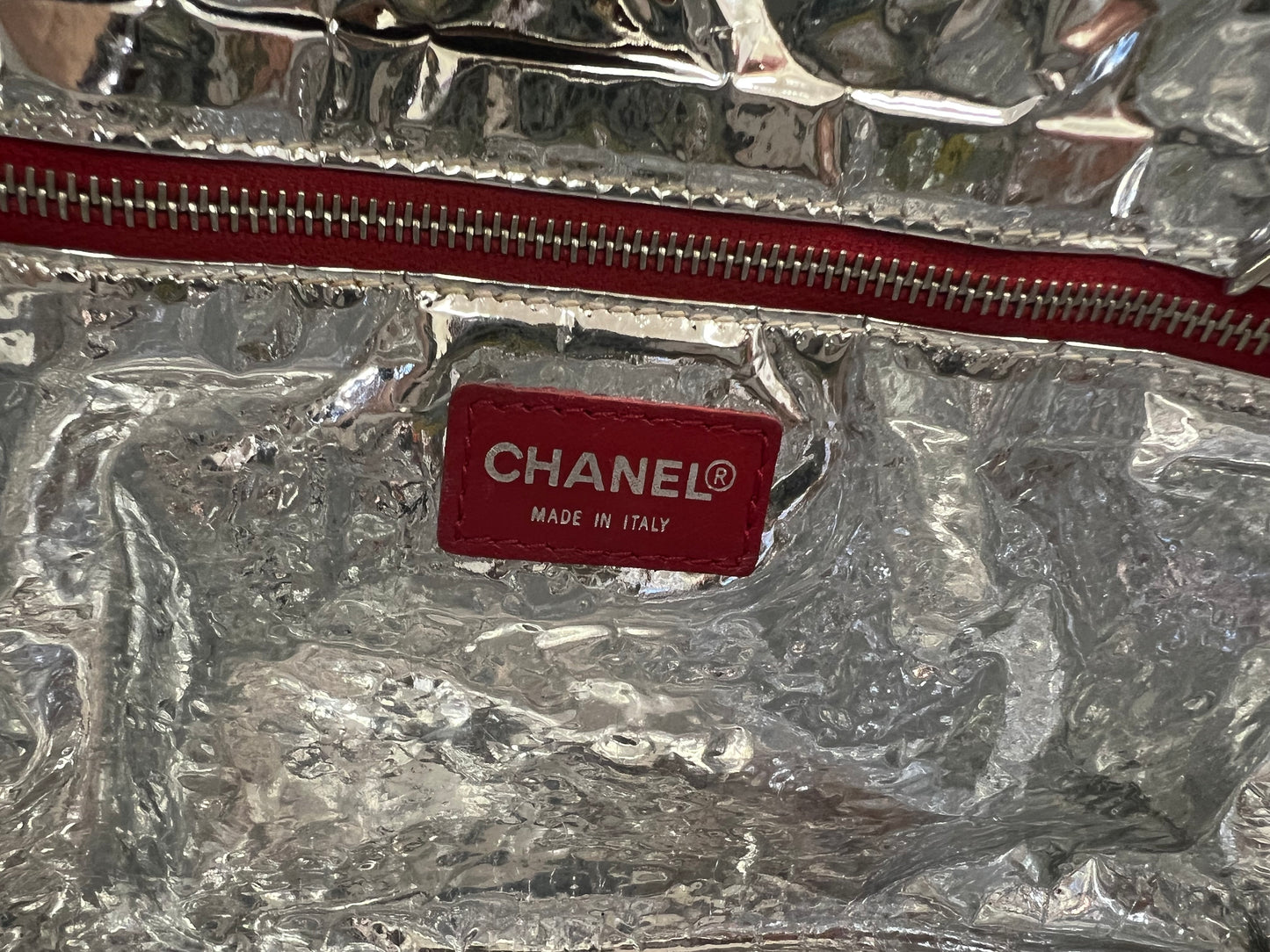 Pre-loved Chanel CC No.5 Foil Chain Shopping Tote Bag