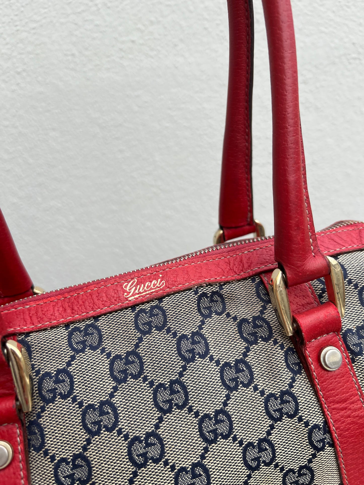 Pre-loved GG Canvas Abbey Boston Bag Red