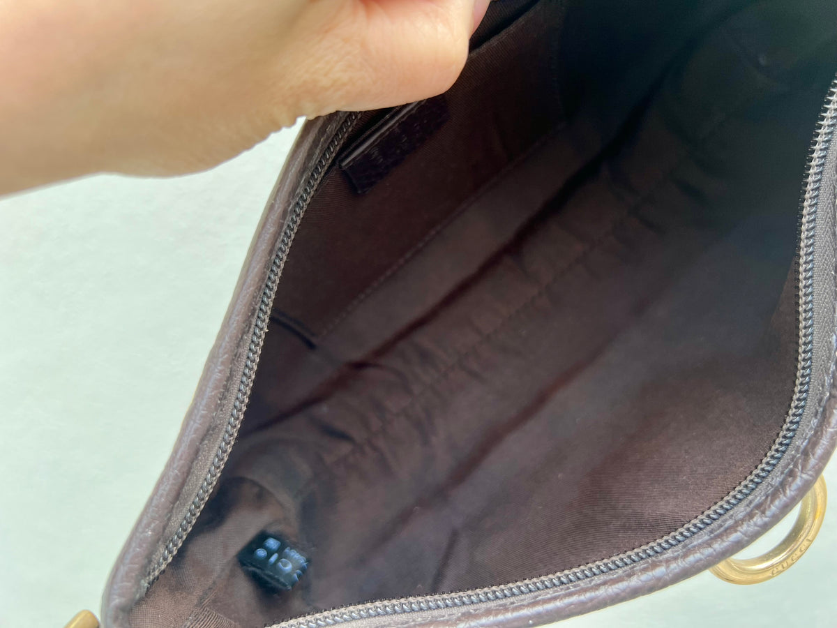 Pre-loved Gucci Crystal Coating GG Canvas Abbey Demi Hobo D-Ring Pochette