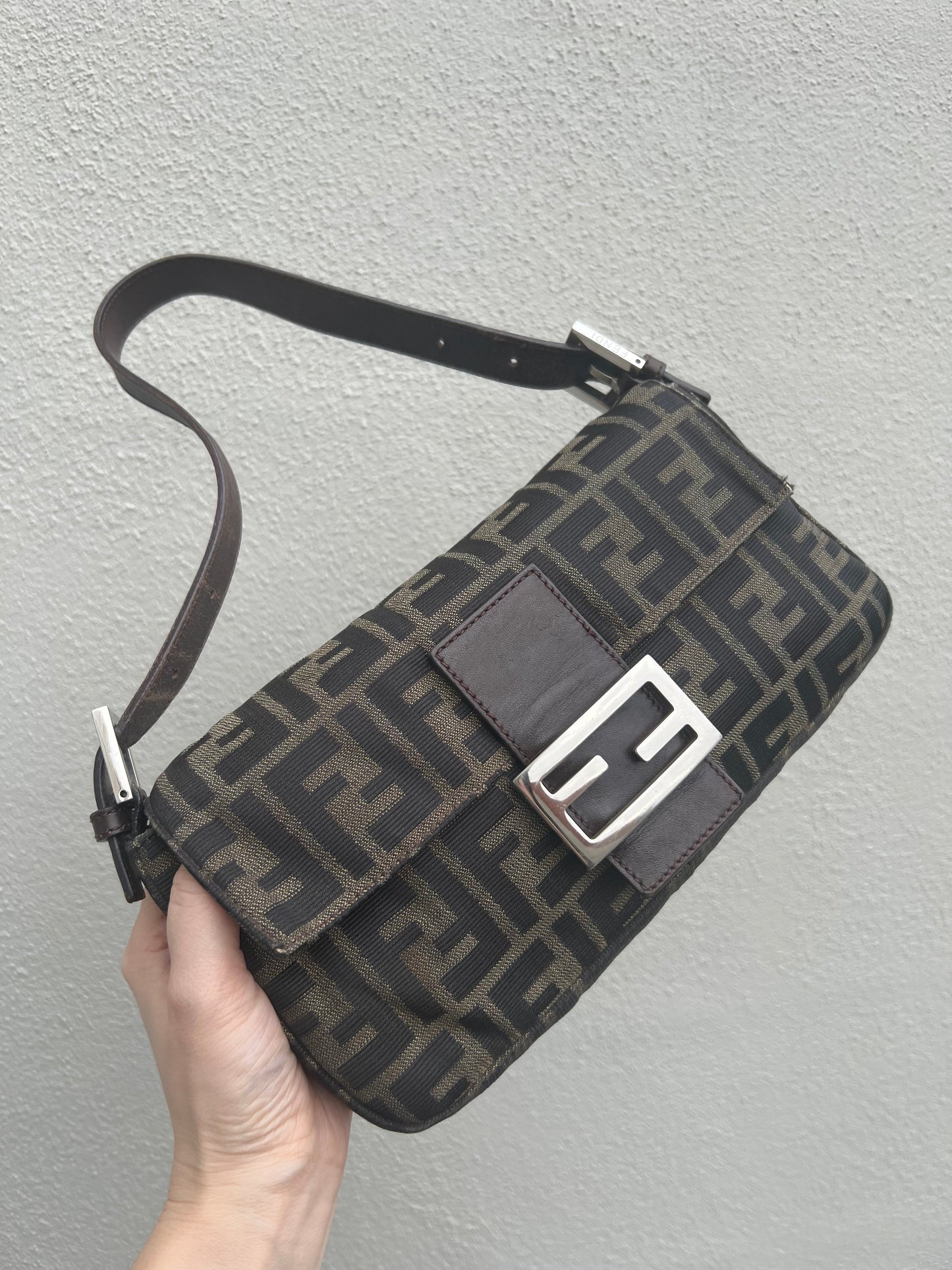 Pre-loved Fendi Vintage Zucca Baguette Handbag