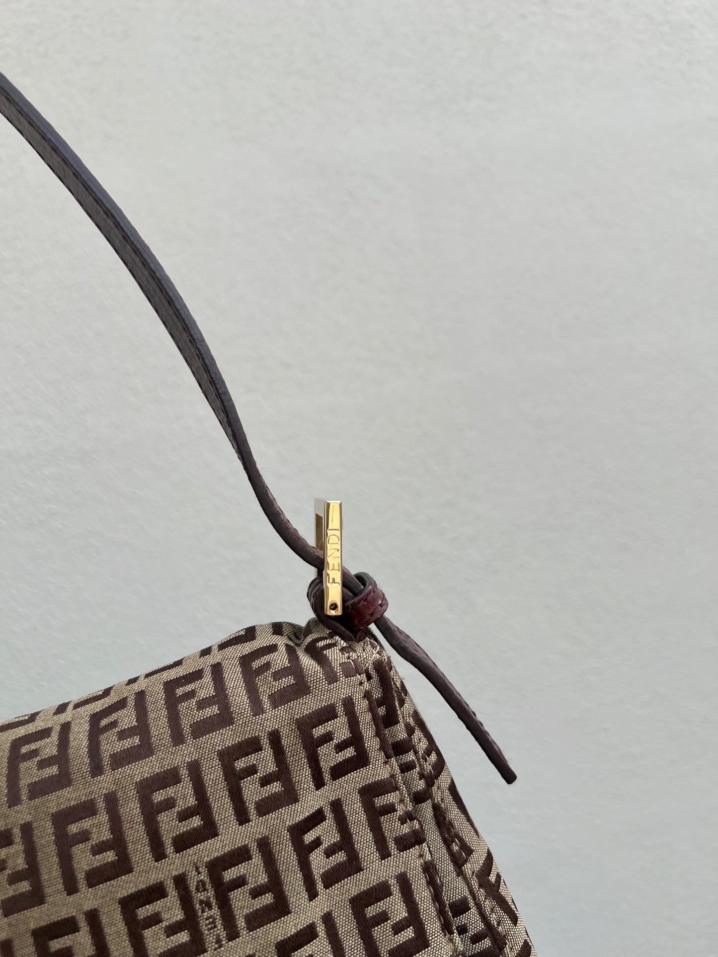 Pre-loved Fendi Vintage Zucchino Pattern Baguette Mamma Handbag