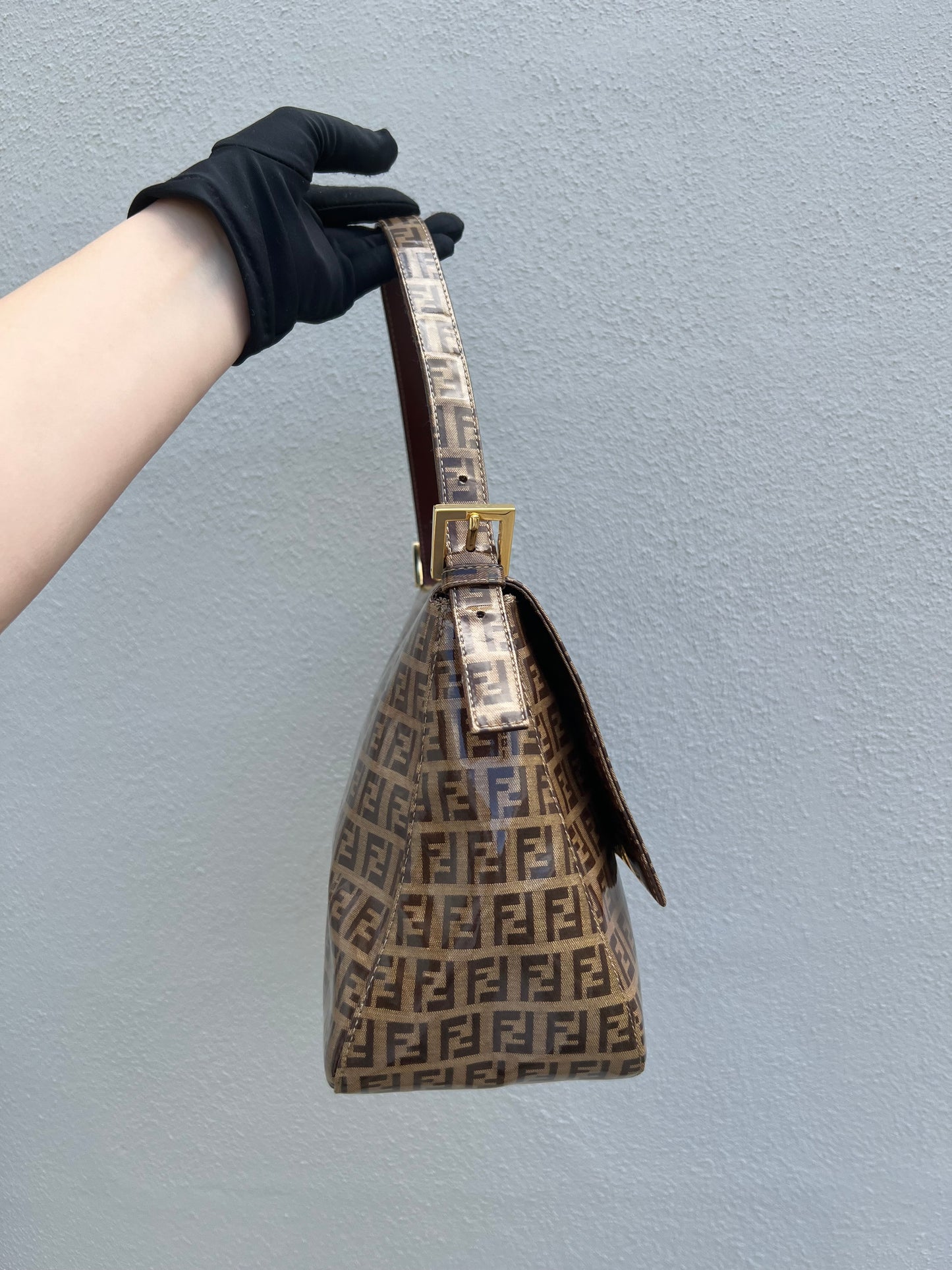 Pre-loved Fendi Vintage Crystal Zucchino Mamma Baguette Handbag