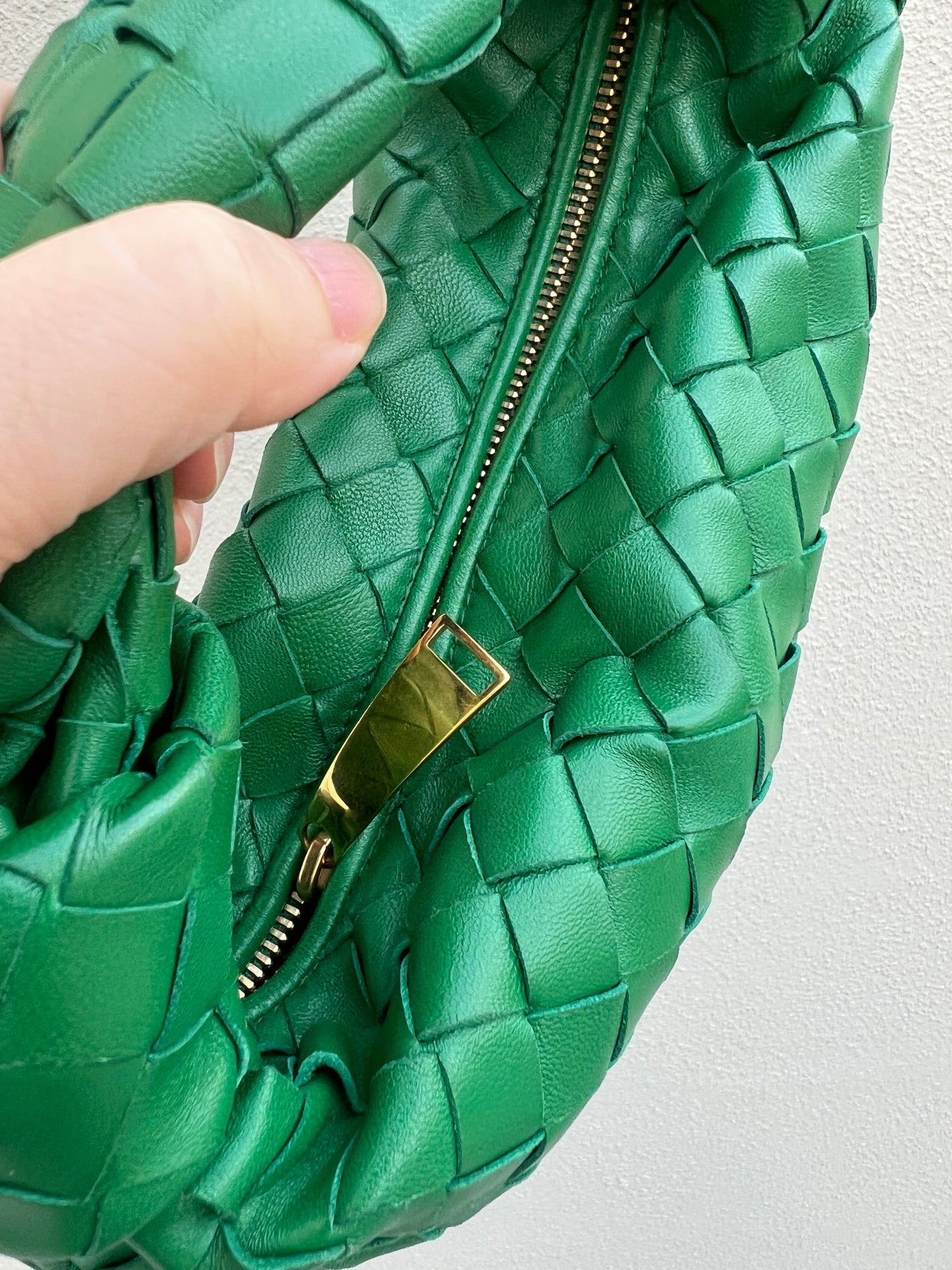 Pre-loved Bottega Veneta Top Handle Mini Jodie Bag Green Lambskin
