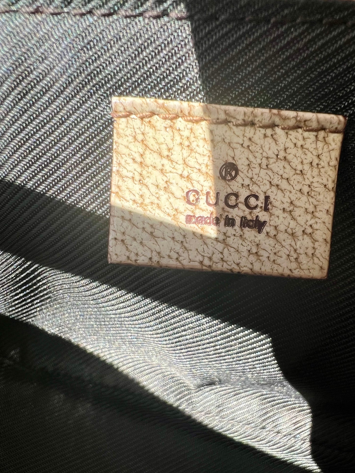 Pre-loved Gucci vintage GG Canvas Boat Baguette Bag Soft Lemon Sorbet Tone