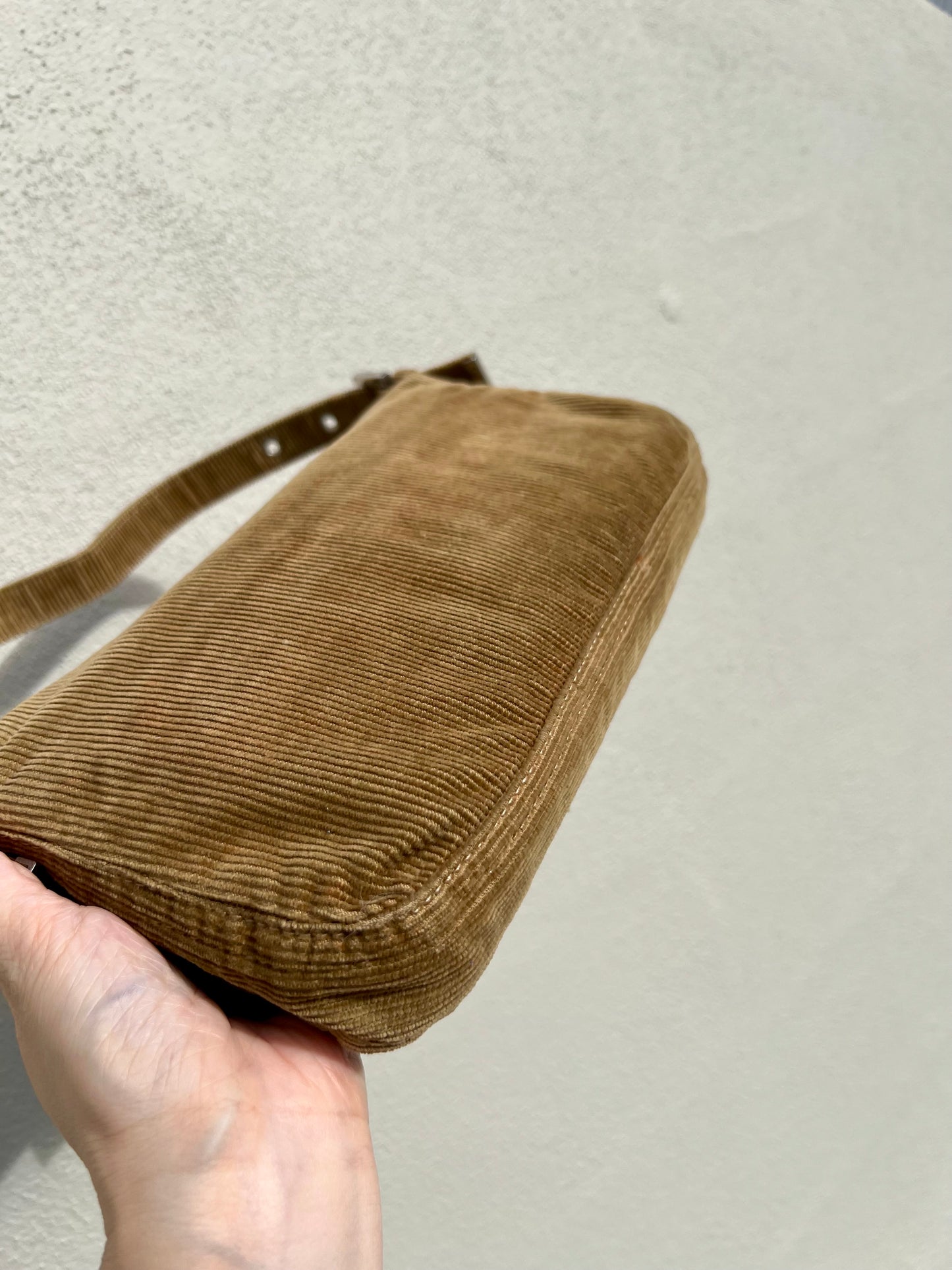 Pre-loved Fendi Camel-toned corduroy Corduroy Baguette Bag