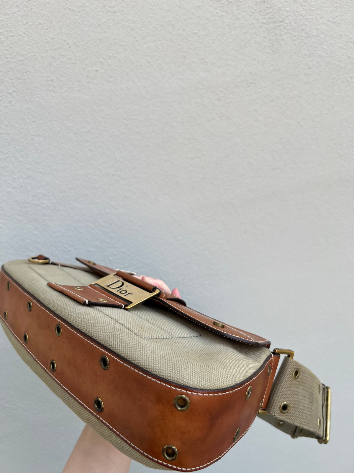 Pre-loved Christian Dior By John Galliano Green Canvas for Columbus Street Chic Shoulder Bag 2002