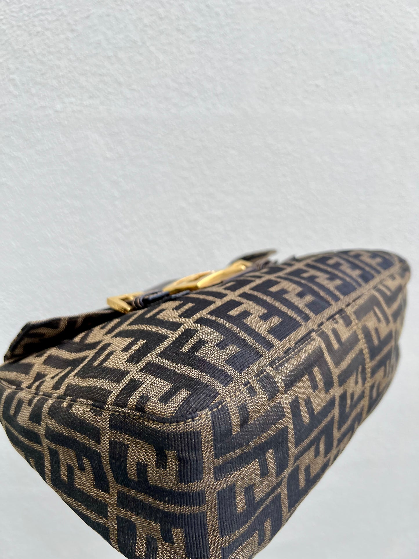 Pre-loved Fendi Zucca Brown Double Handle Bag