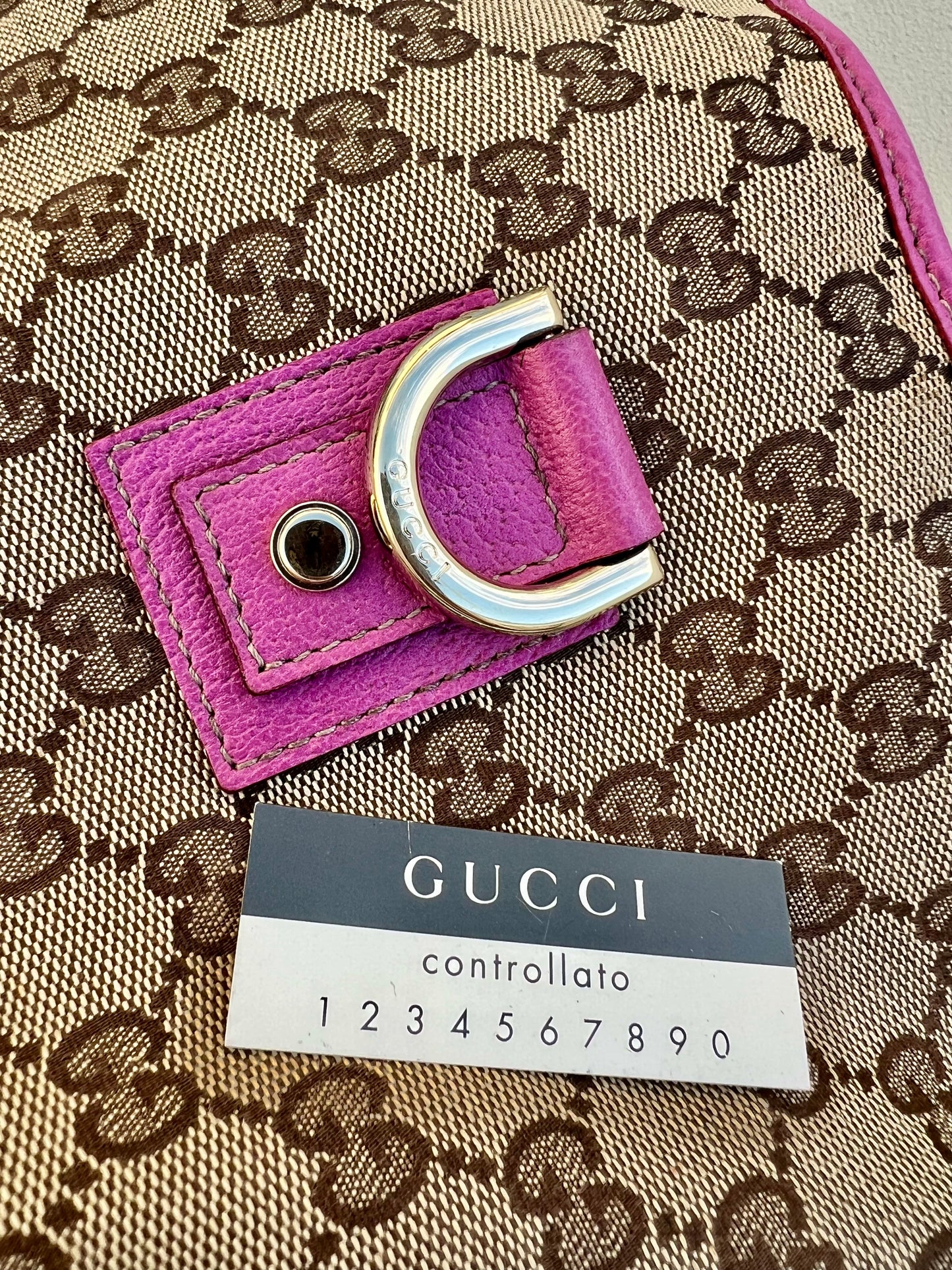 Pre-loved Gucci GG Fabric Abbey Medium D-Ring Hobo Bag