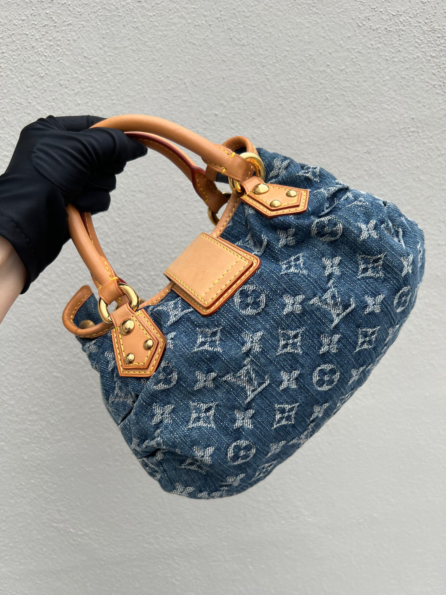 Pre-loved Louis Vuitton Vintage Monogram Denim Pleaty Handbag