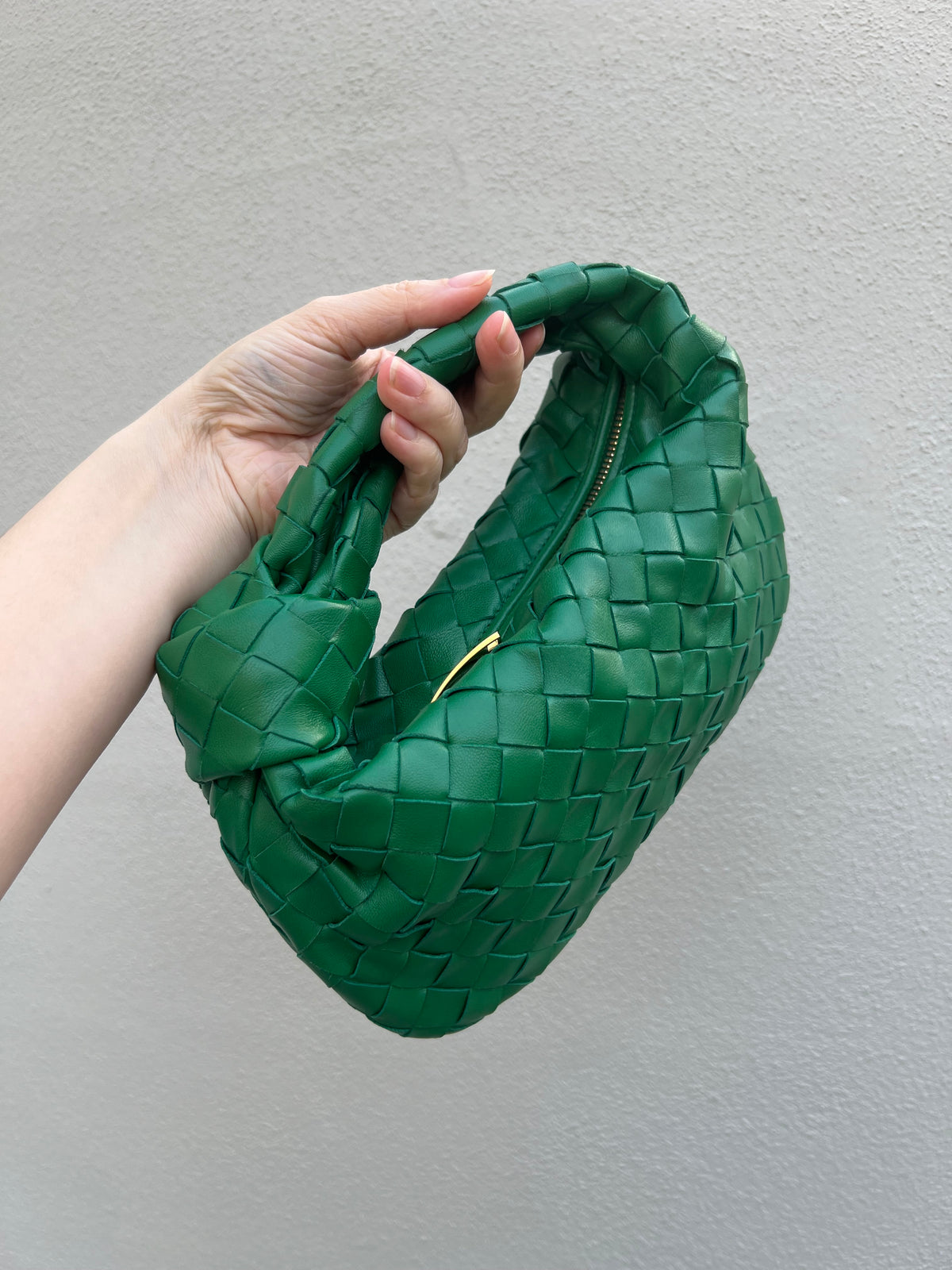 Pre-loved Bottega Veneta Top Handle Mini Jodie Bag Green Lambskin