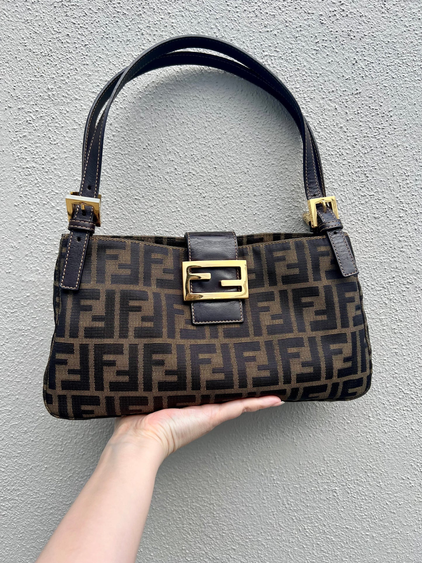 Pre-loved Fendi Zucca Canvas Shoulder Bag GHW