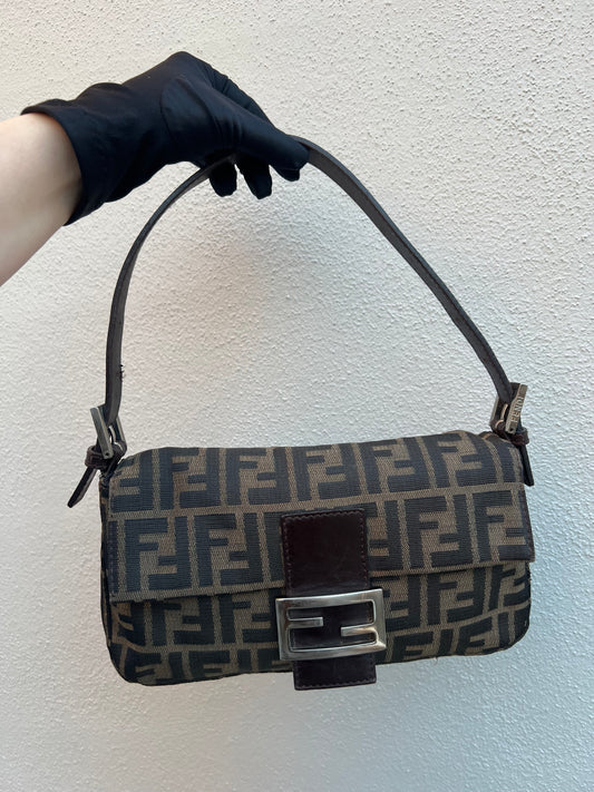 Pre-loved Fendi Vintage Zucca Baguette Handbag