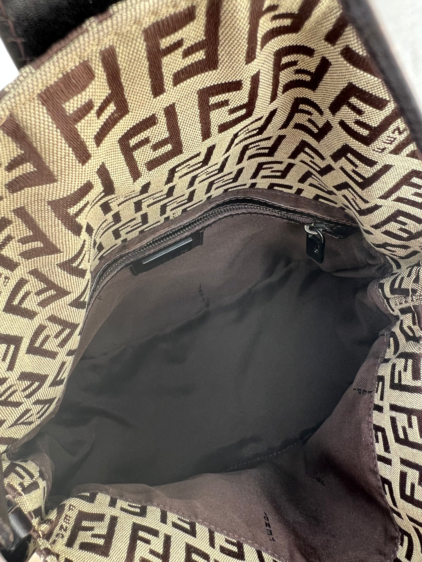 Pre-loved Fendi
20th Century Zucchino Canvas Double Flap Mamma Shoulder Bag