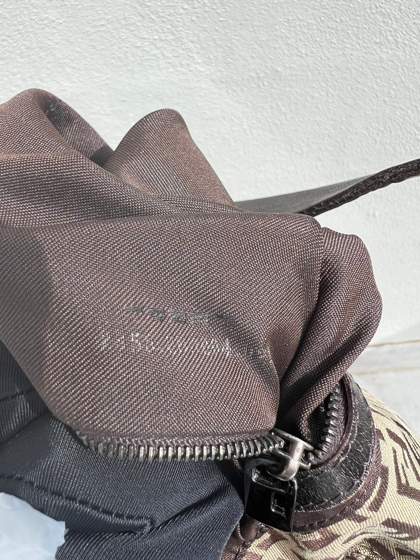 Pre-loved Fendi
20th Century Zucchino Canvas Double Flap Mamma Shoulder Bag