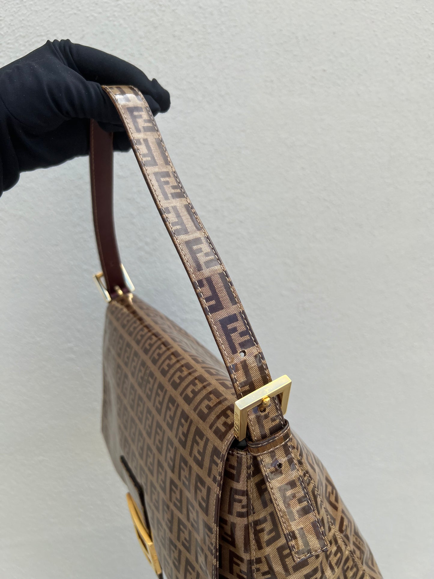 Pre-loved Fendi Vintage Crystal Zucchino Mamma Baguette Handbag