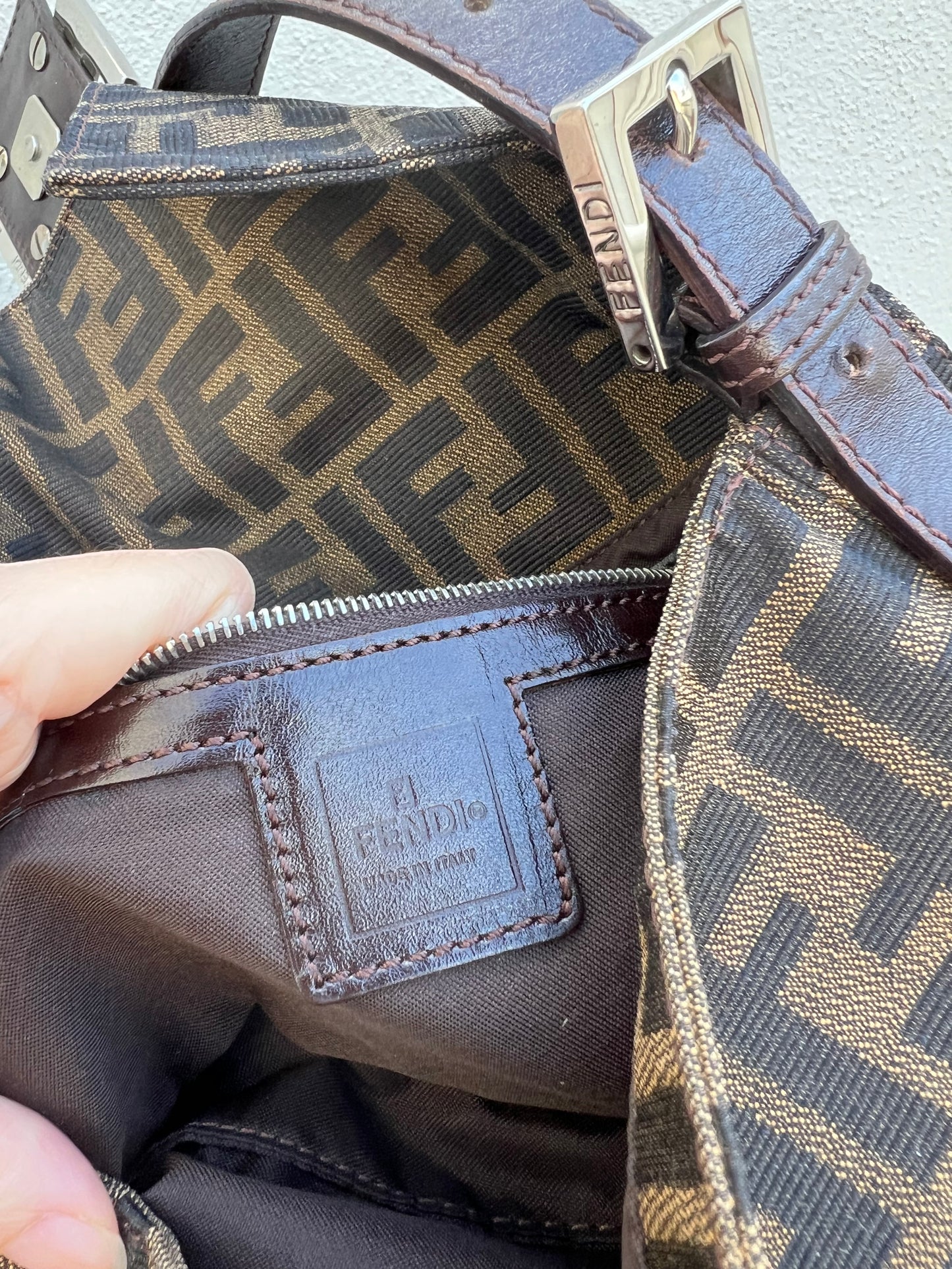 Pre-loved Fendi Vintage Zucca Baguette Handbag