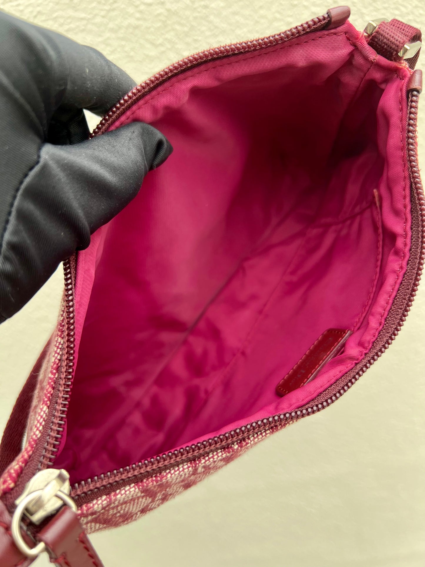 Pre-loved Christian Dior vintage Trotter Shoulder Bag Berry