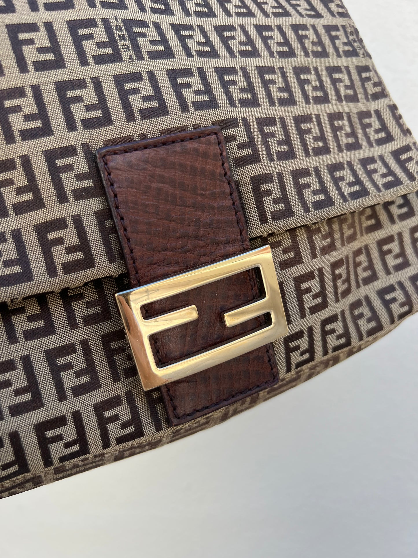 Pre-loved Fendi Vintage Zucchino Pattern Baguette Mamma Handbag