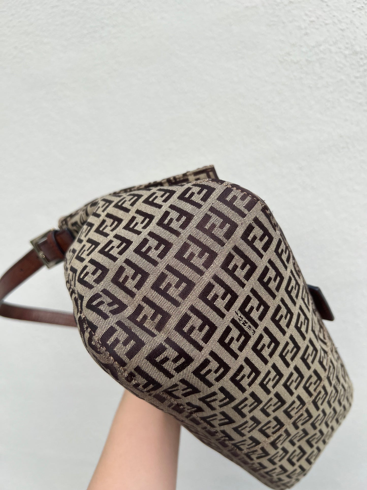 Pre-loved Fendi Vintage Zucchino Pattern Baguette Mamma Handbag