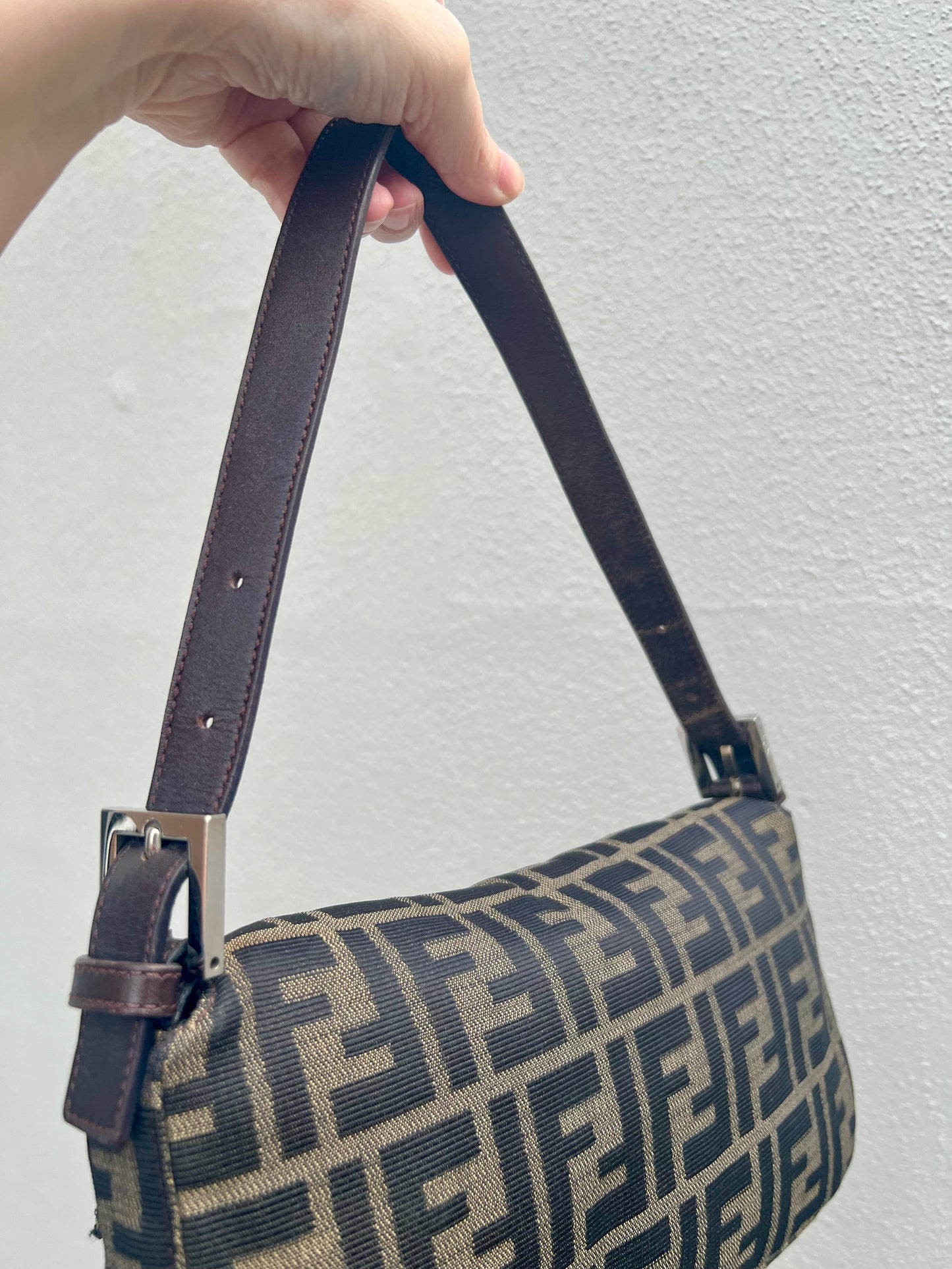 Pre-loved Fendi Vintage Zucca Baguette Handbag