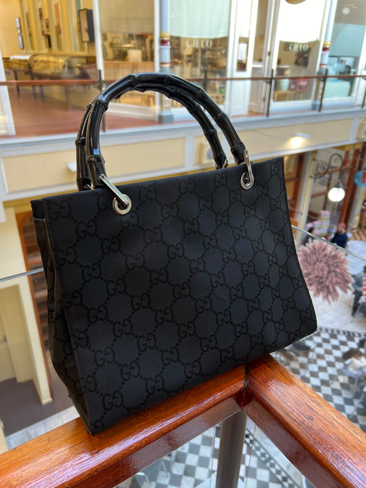 Pre-loved Gucci Vintage Bamboo Tote Black