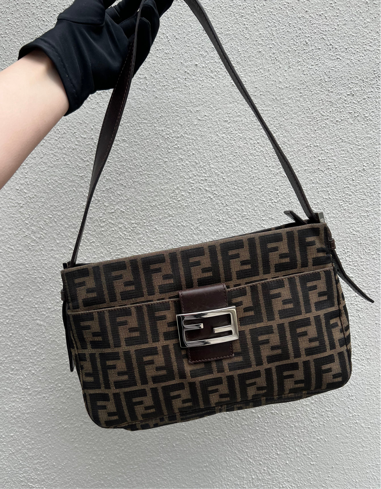 Pre-loved Fendi Zucca FF Mamma Forever Baguette Flap
