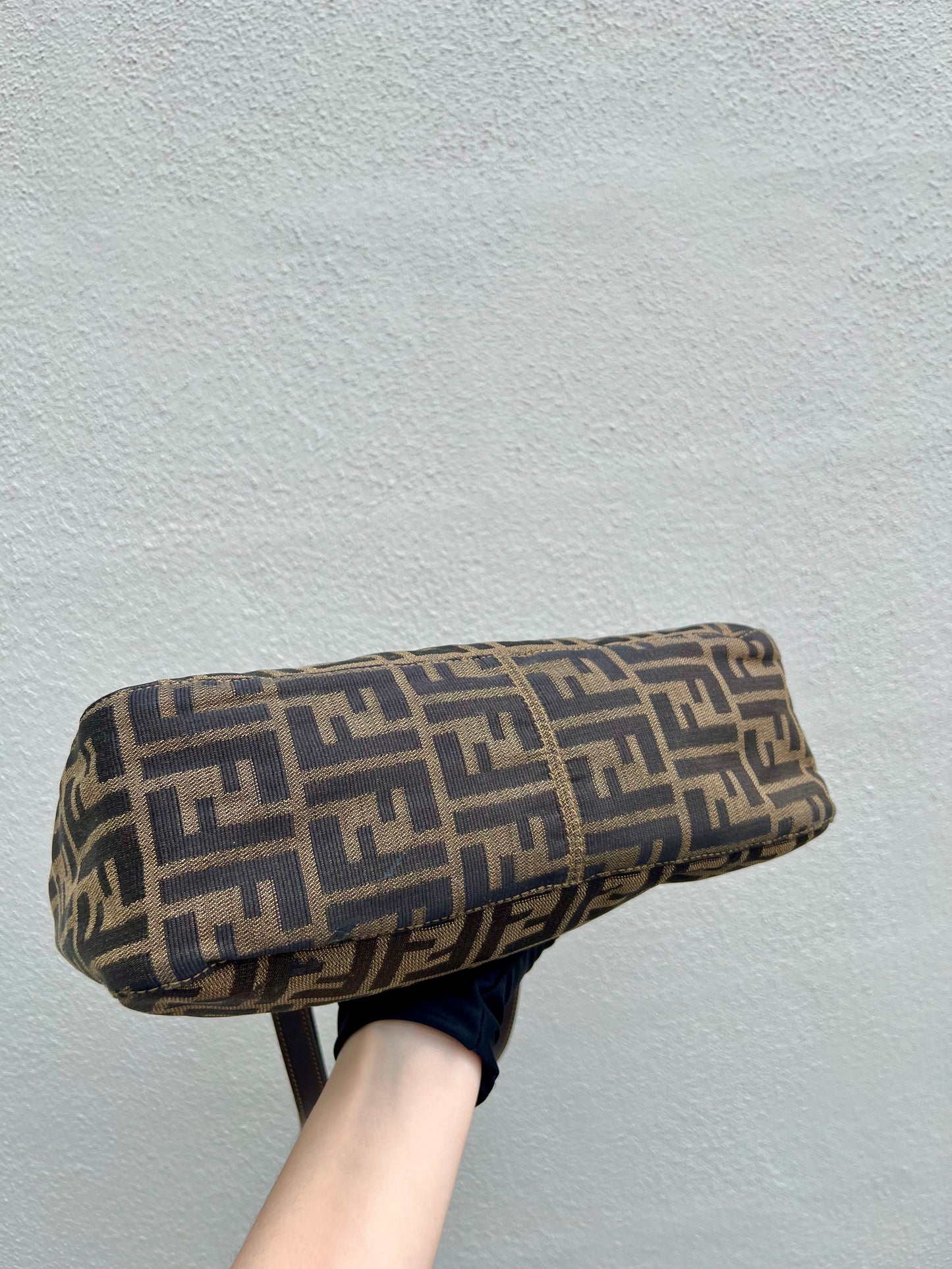 Pre-loved Fendi Zucca Brown Double Handle Bag