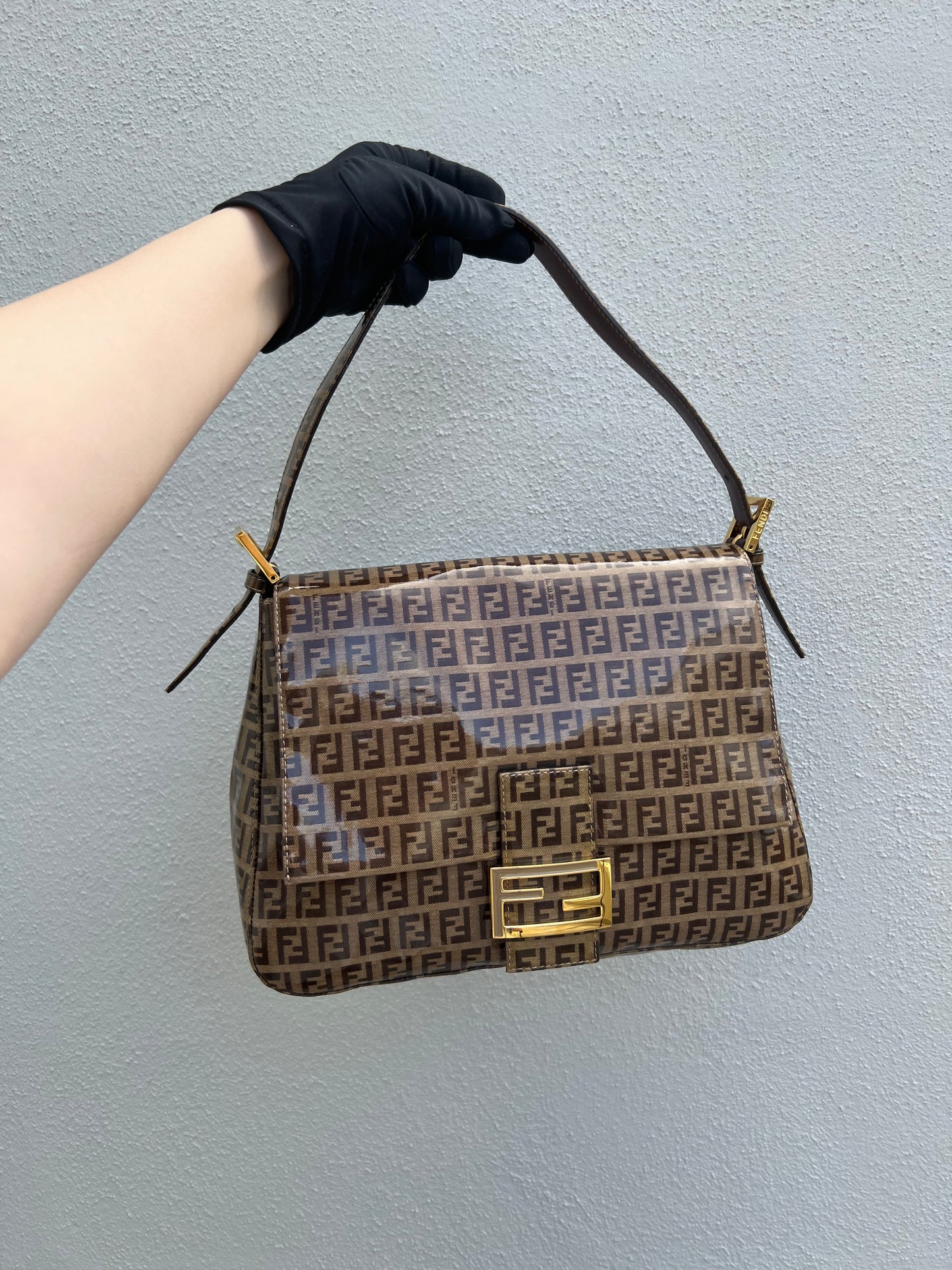 Pre-loved Fendi Vintage Crystal Zucchino Mamma Baguette Handbag