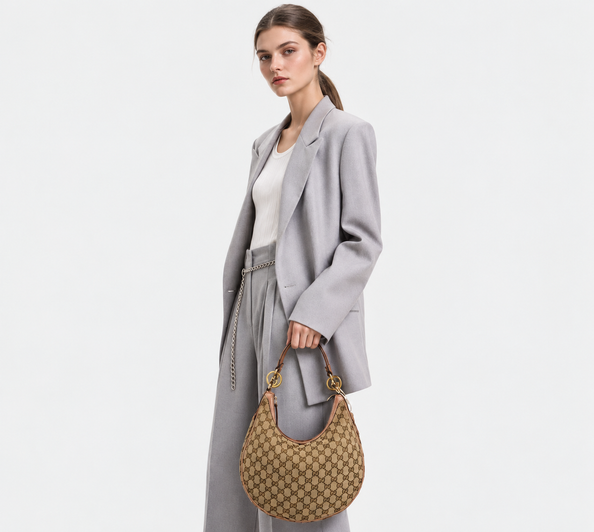 Pre-loved Gucci Beige/Pink GG Canvas Twins Medium Hobo Bag