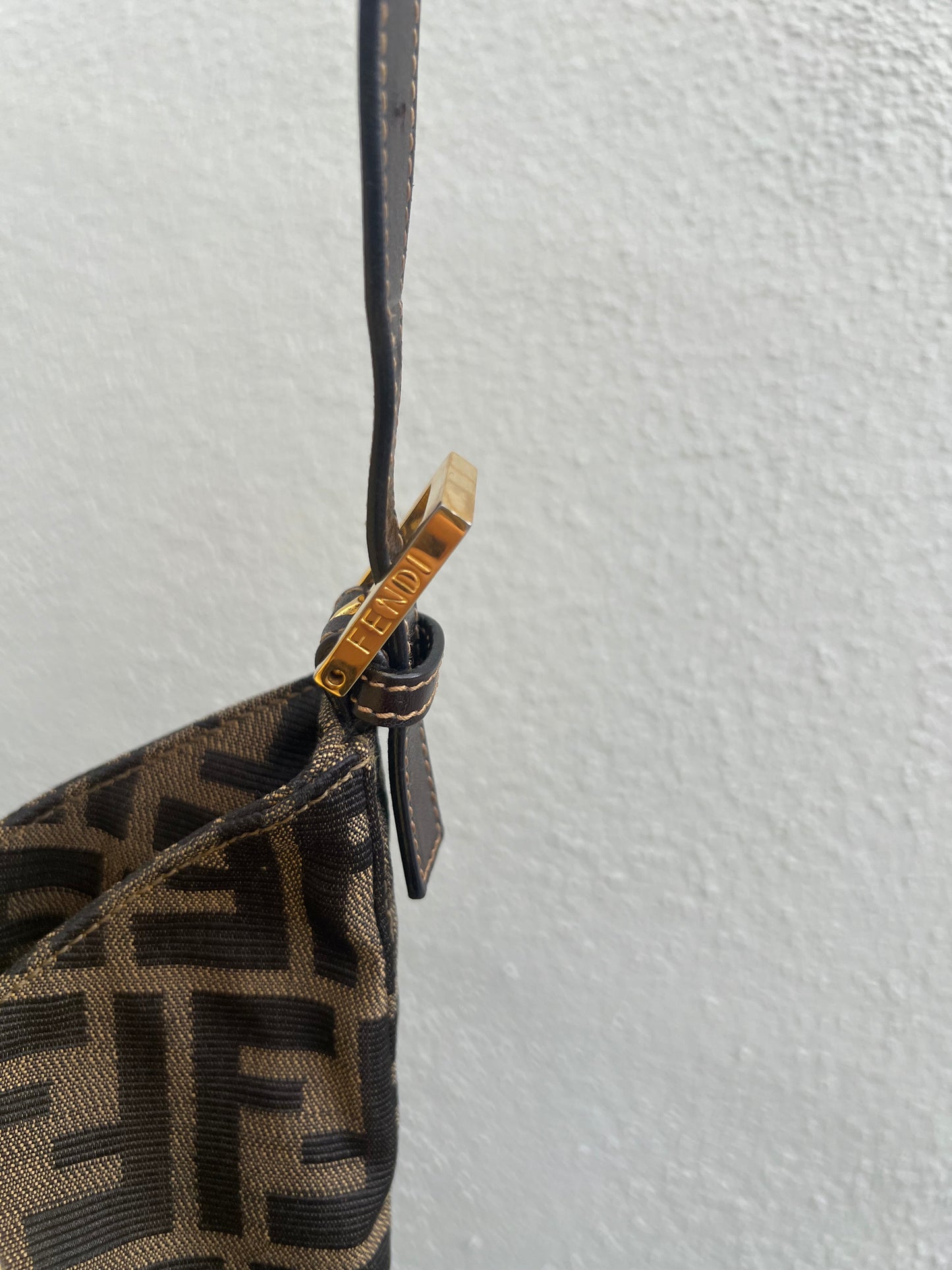 Pre-loved FENDI Zucca Canvas Mamma Croissant Baguette Shoulder Bag