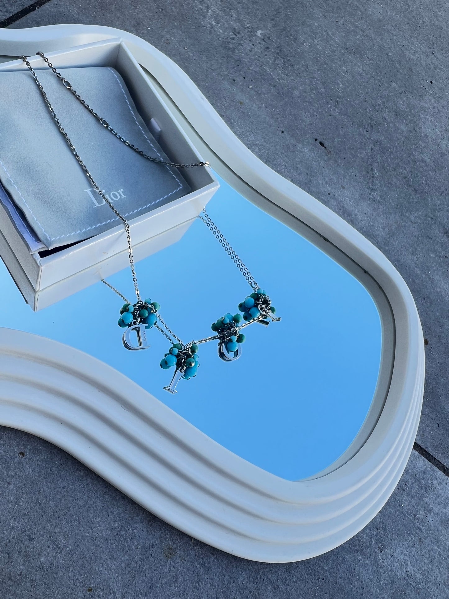 Pre-loved Christian Dior by John Galliano silver-toned letters and turquoise beads Necklace