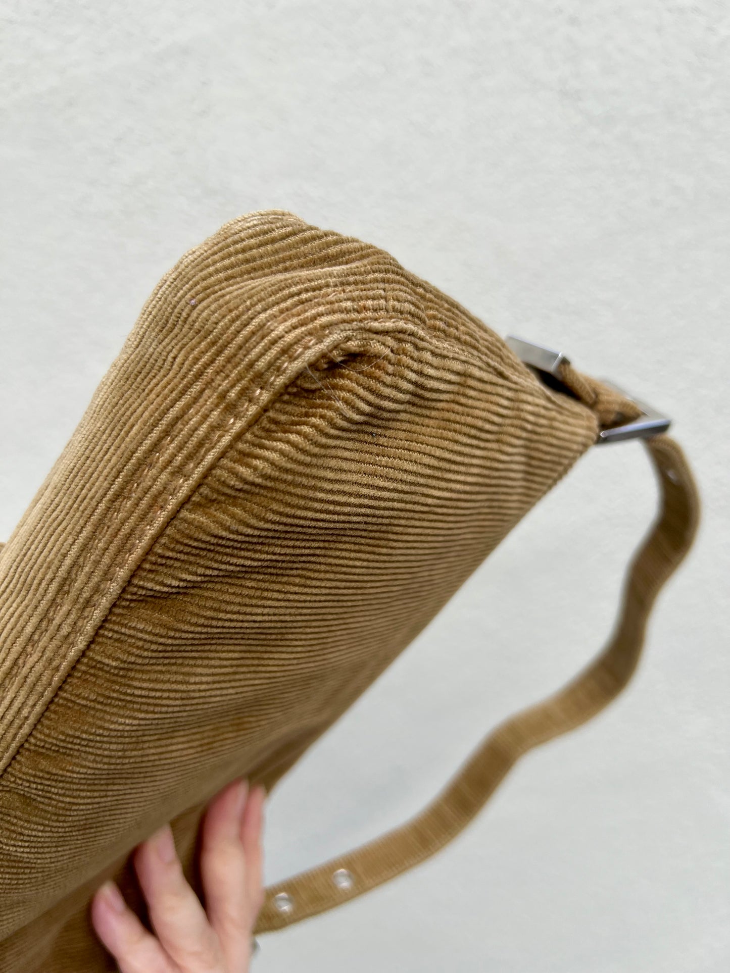 Pre-loved Fendi Camel-toned corduroy Corduroy Baguette Bag