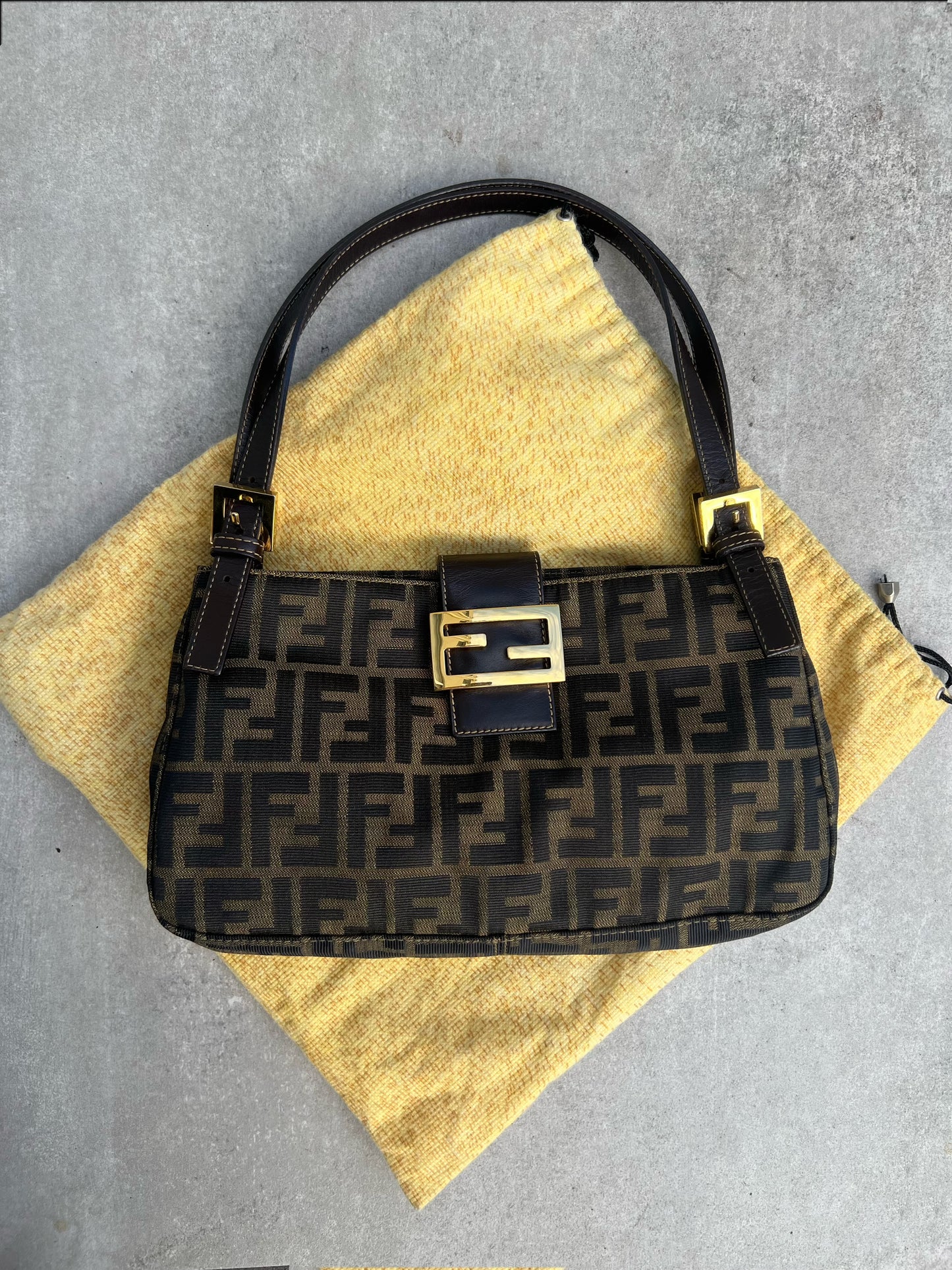 Pre-loved Fendi Zucca Canvas Shoulder Bag GHW