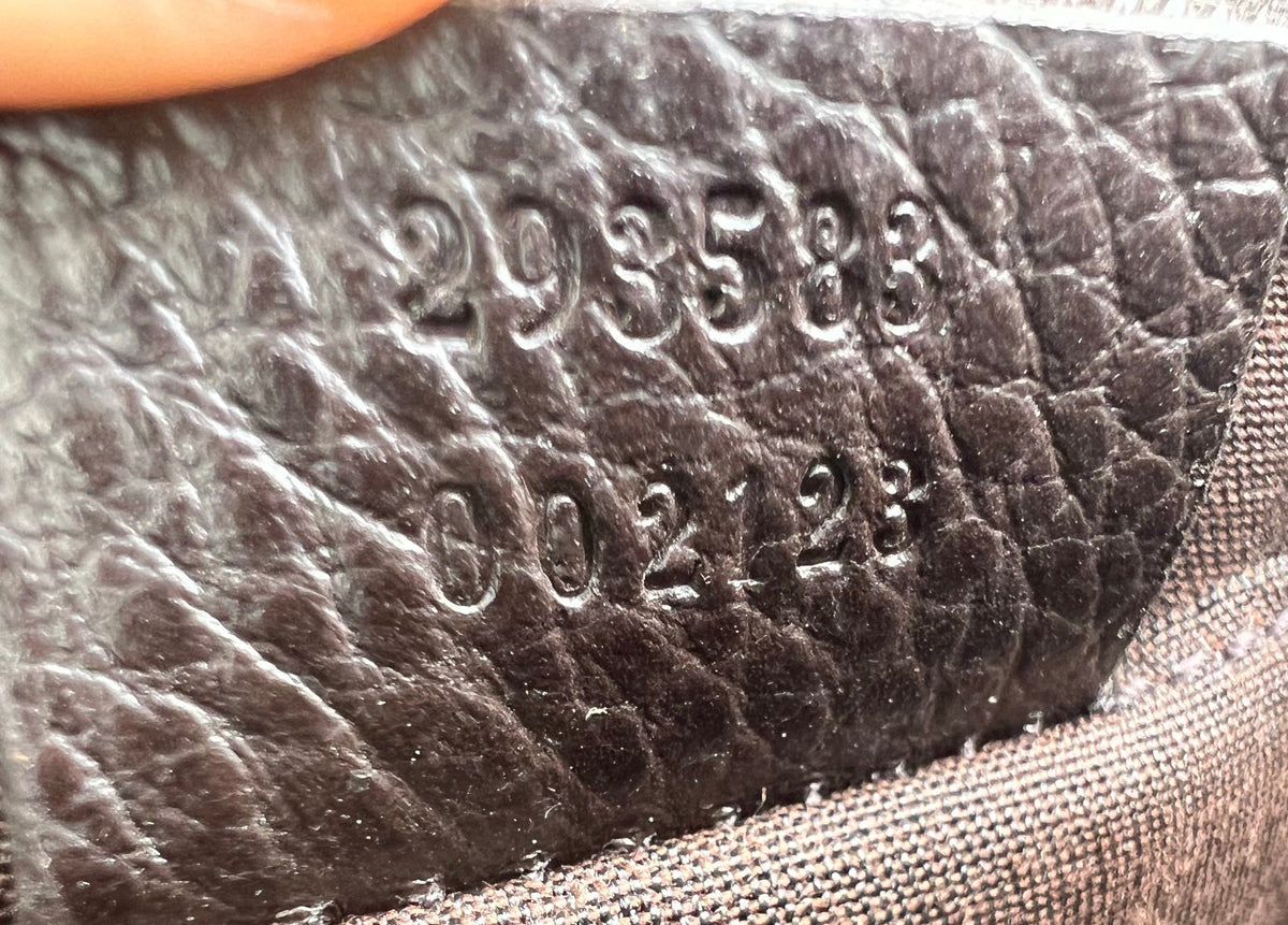Pre-loved Gucci Crystal Coating GG Canvas Abbey Demi Hobo D-Ring Pochette