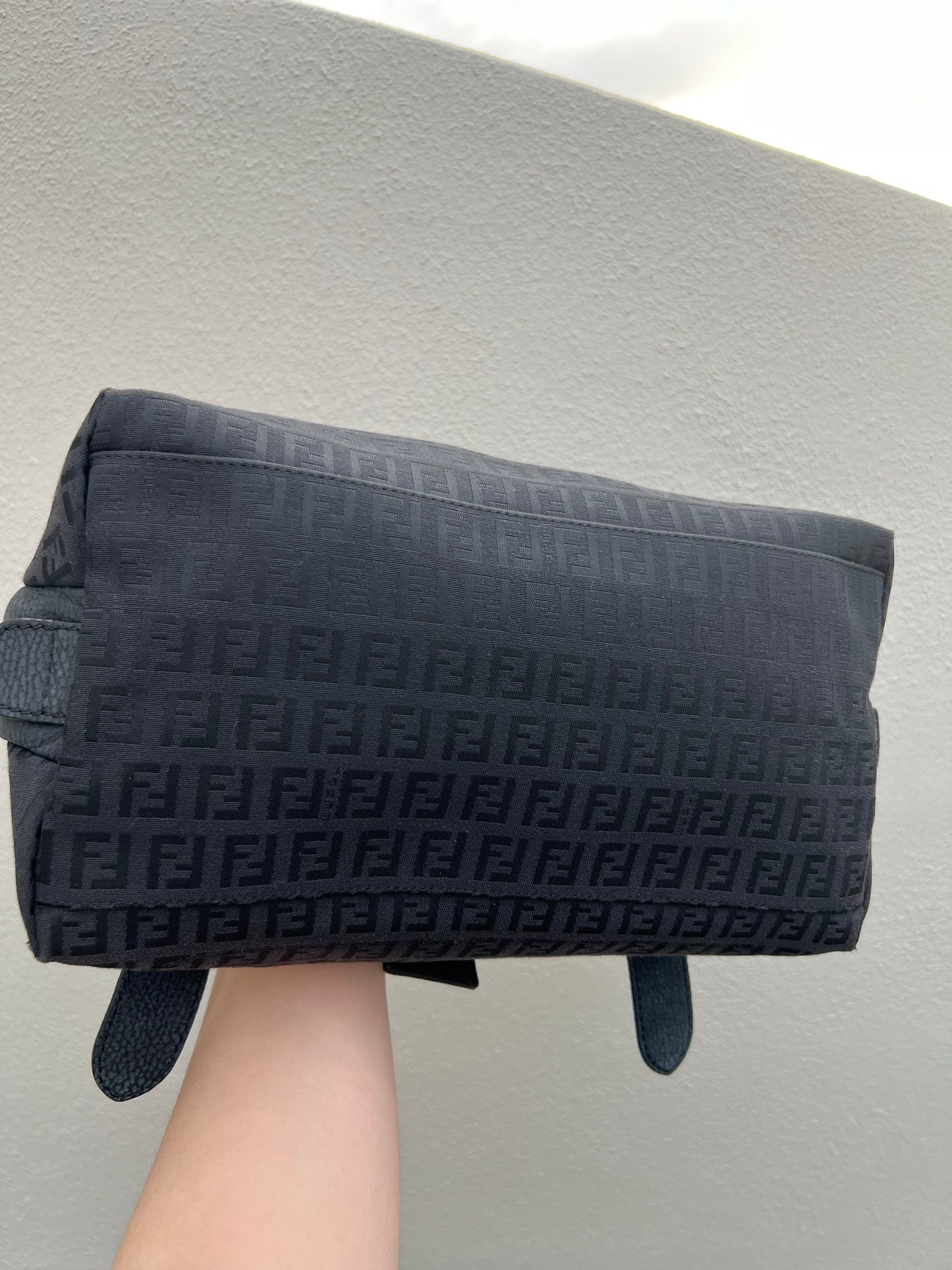 Pre-loved Mulitclasps Black Canvas and Leather Fendi Baguette Shoulder Bag