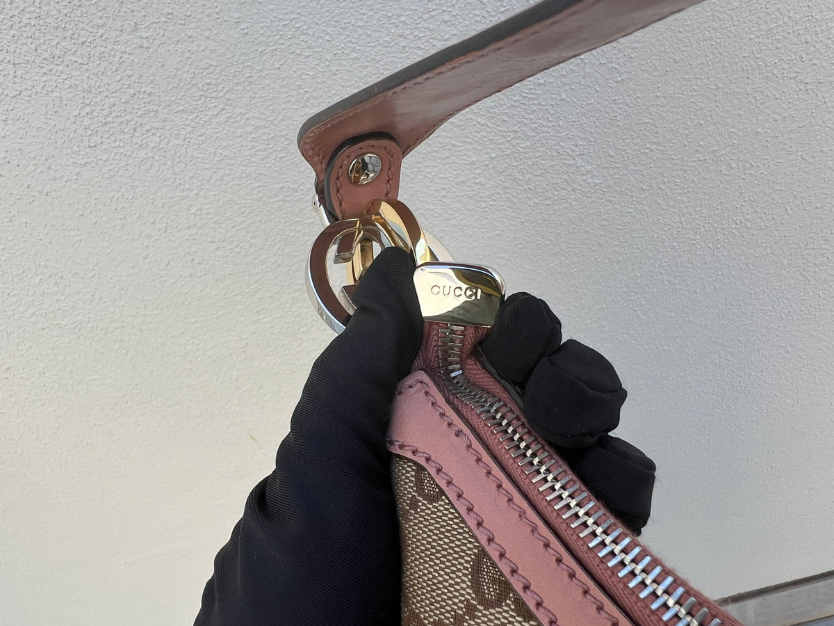 Pre-loved Gucci Beige/Pink GG Canvas Twins Medium Hobo Bag