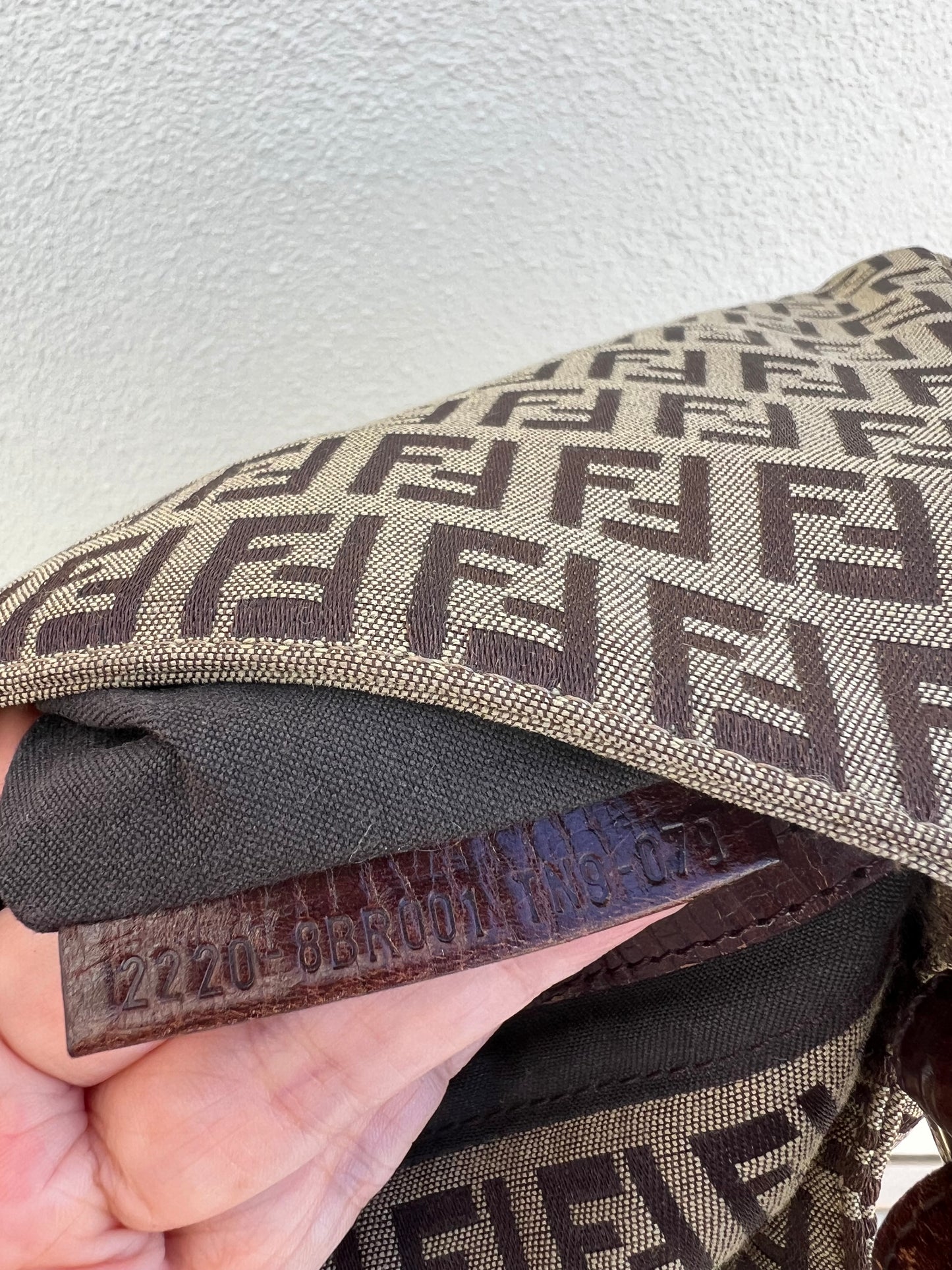 Pre-loved Fendi Vintage Zucchino Pattern Baguette Mamma Handbag