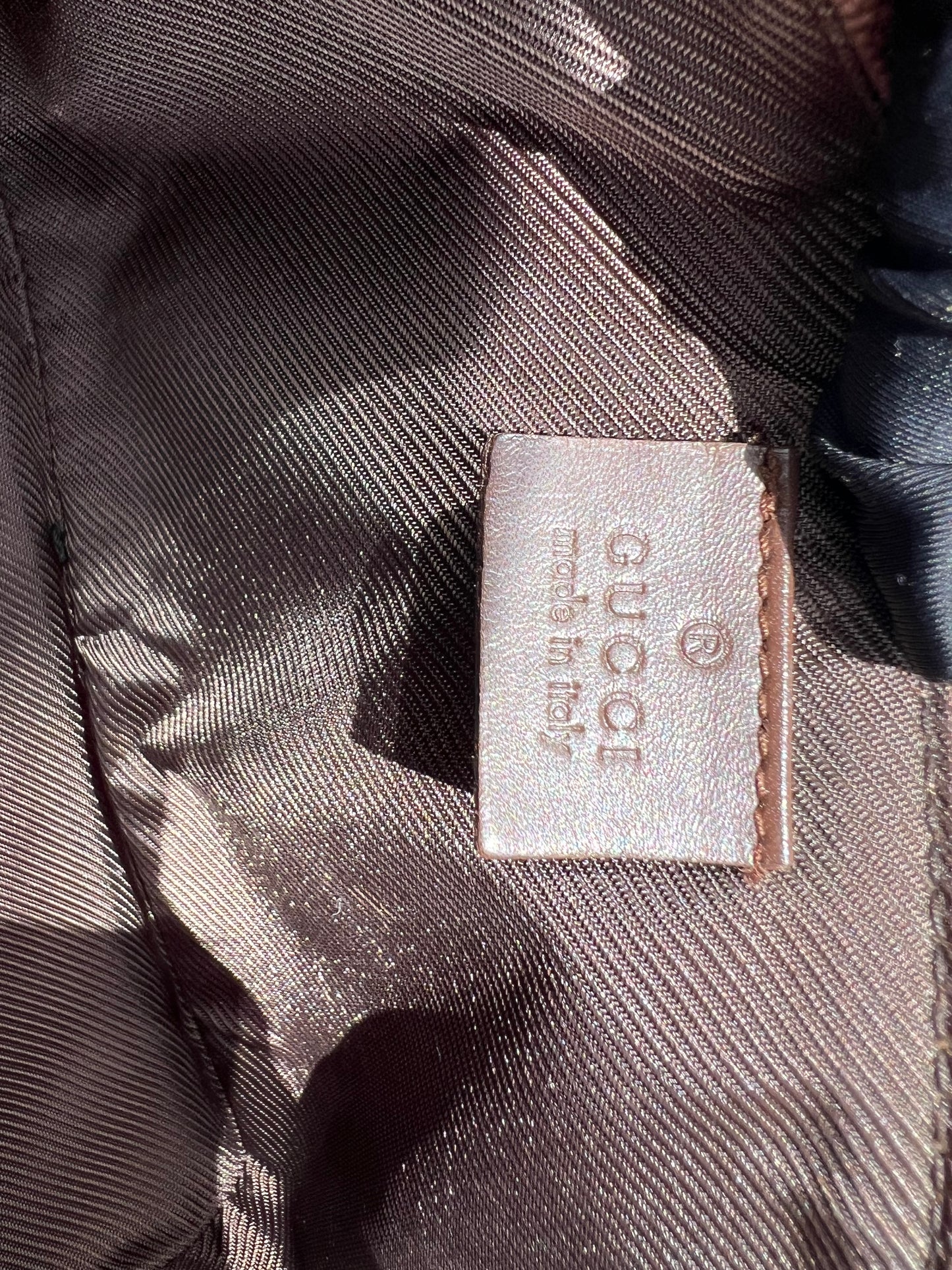 Pre-loved Gucci vintage GG Canvas Boat Baguette Bag Brown