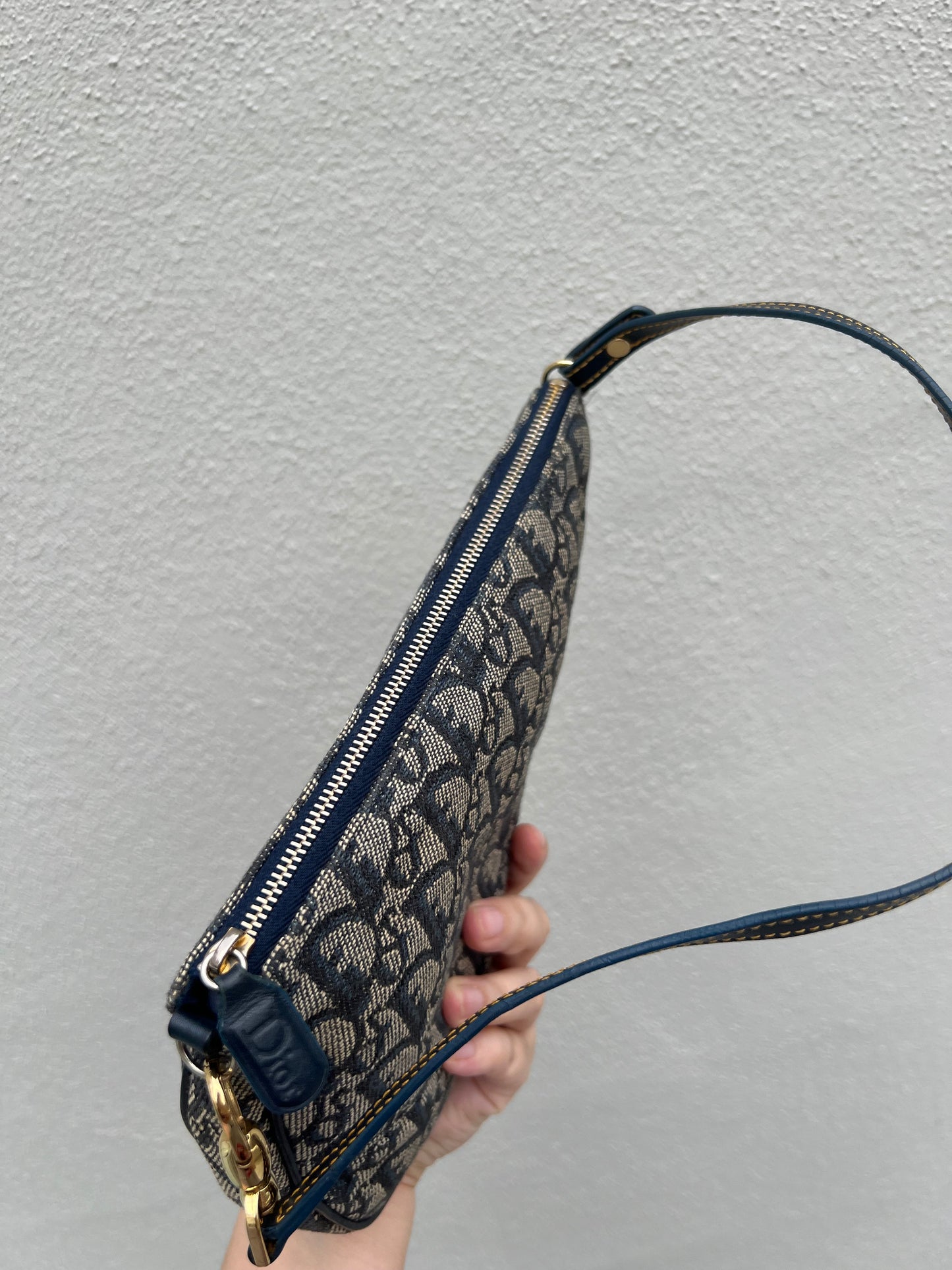 Pre-loved Dior Vintage Monogram Oblique Canvas Mini Saddle Bag