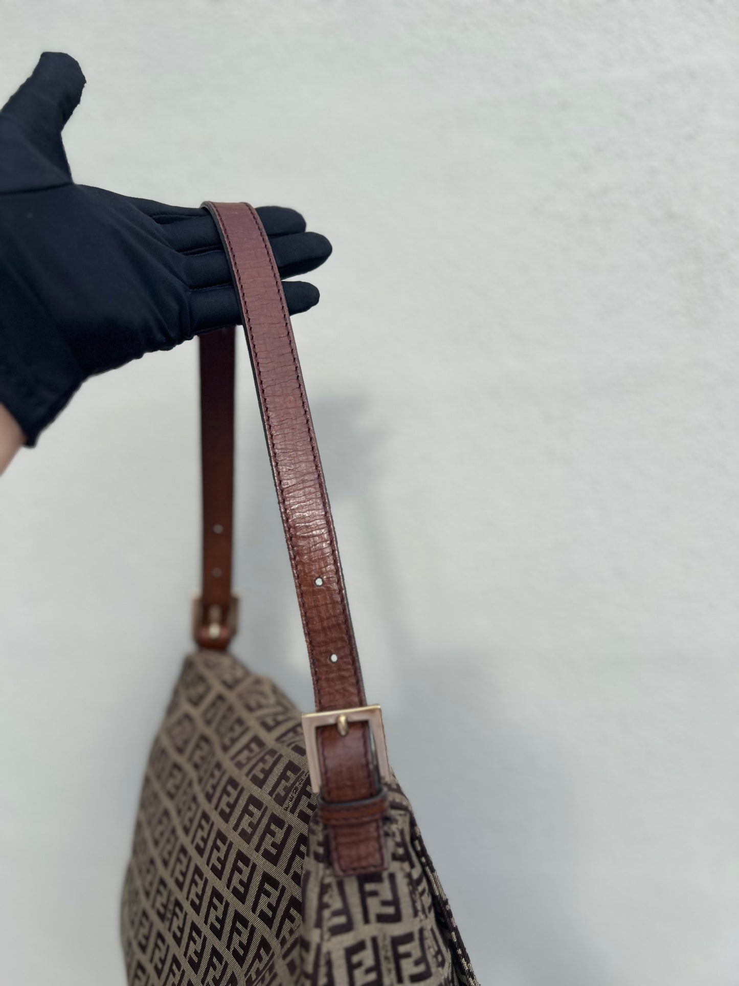 Pre-loved Fendi Vintage Zucchino Pattern Baguette Mamma Handbag