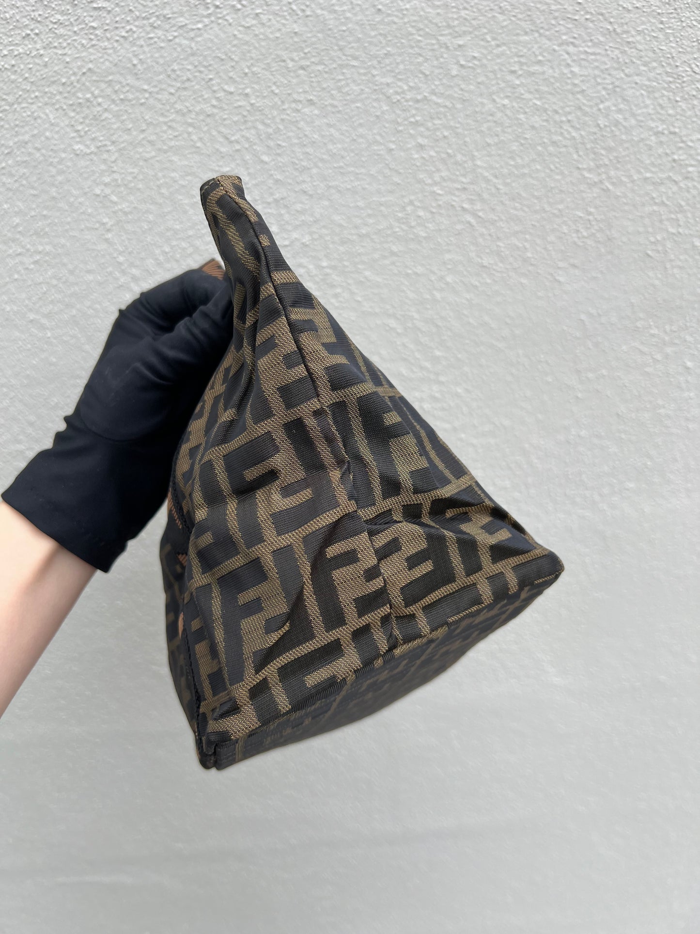 Pre-loved FENDI Zucca Canvas Hand Bag Brown