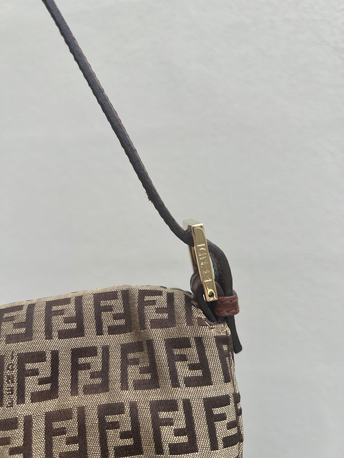 Pre-loved Fendi Vintage Zucchino Pattern Baguette Handbag Brown