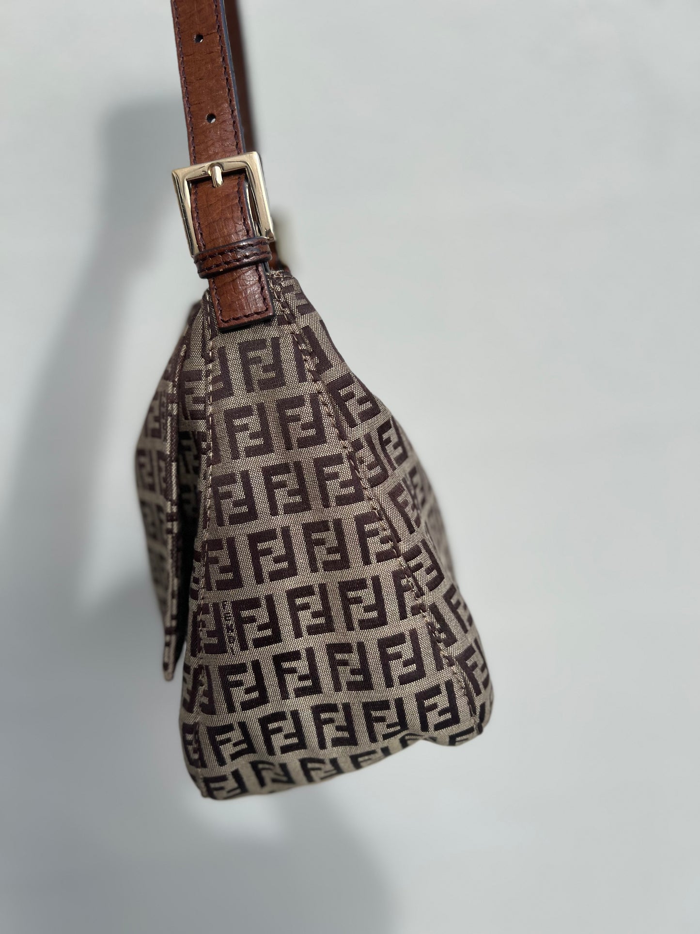 Pre-loved Fendi Vintage Zucchino Pattern Baguette Mamma Handbag