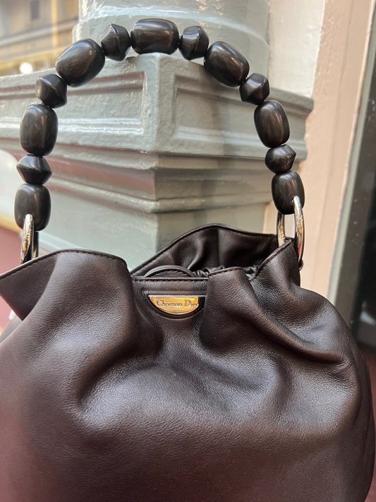 Pre-loved Christian Dior 2000 Maris Pearl Handbag Black Brown