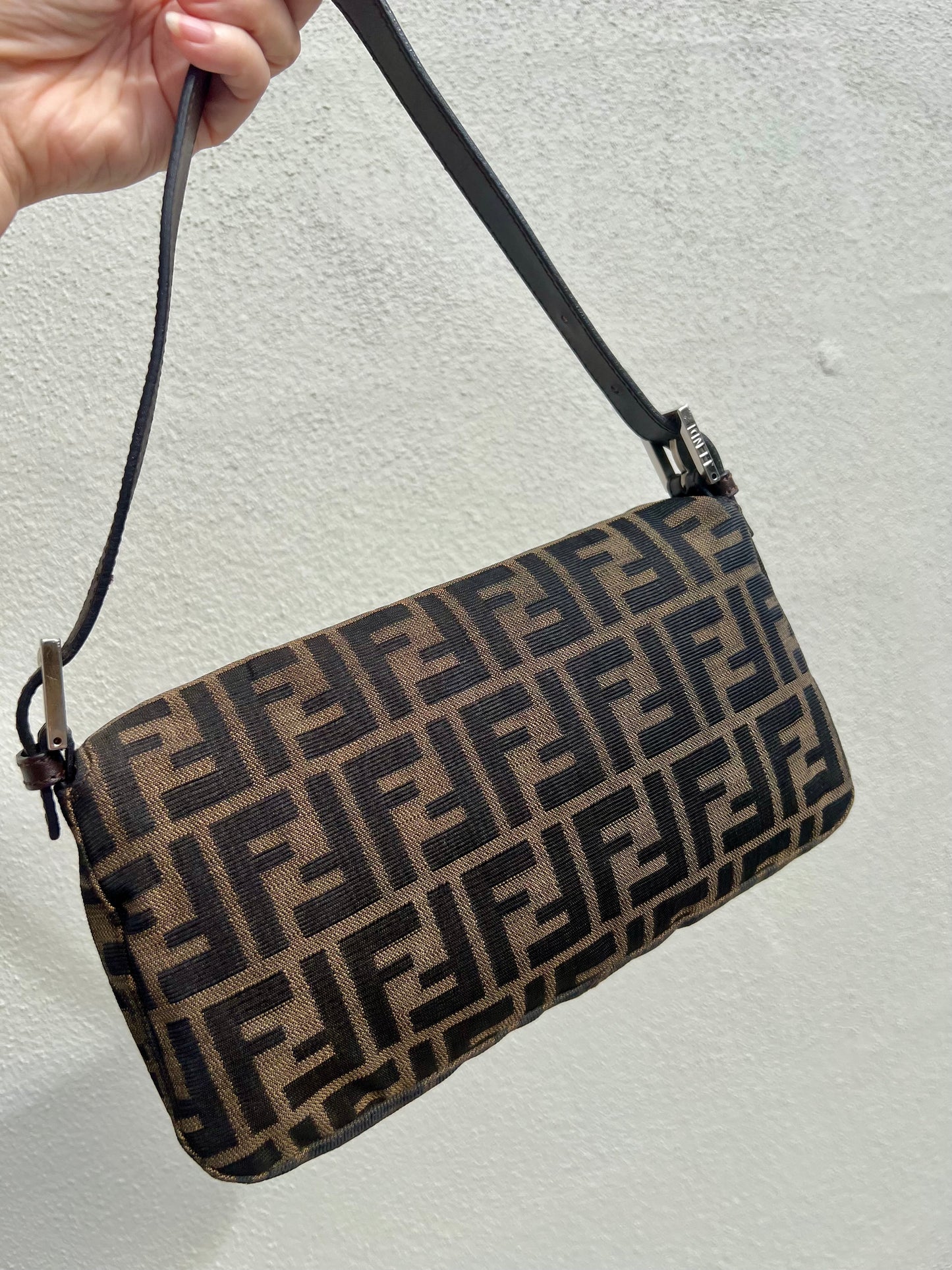 Pre-loved Fendi Vintage Zucca Baguette Handbag
