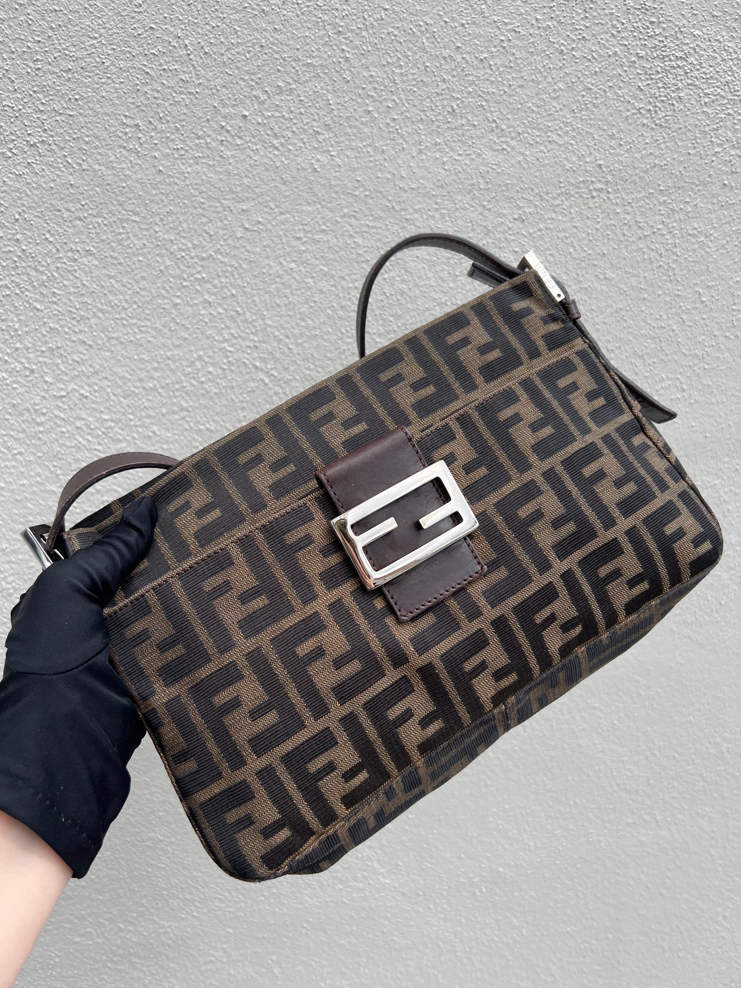 Pre-loved Fendi Zucca FF Mamma Forever Baguette Flap