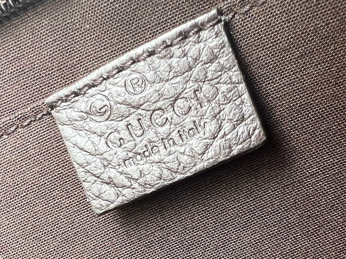 Pre-loved Gucci Crystal Coating GG Canvas Abbey Demi Hobo D-Ring Pochette